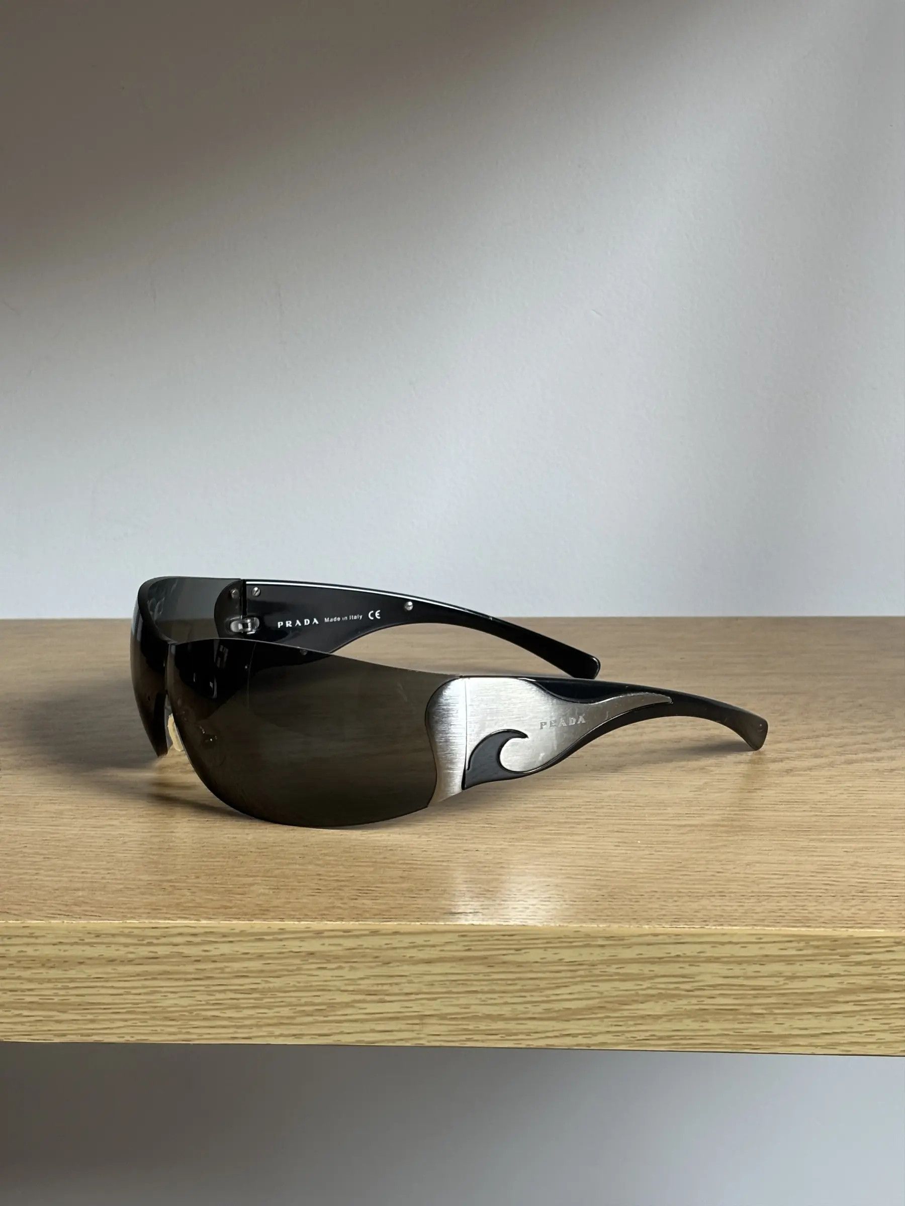PRADA Sunglasses Flame 2004 Star Fire Rectangle Wrap Shield