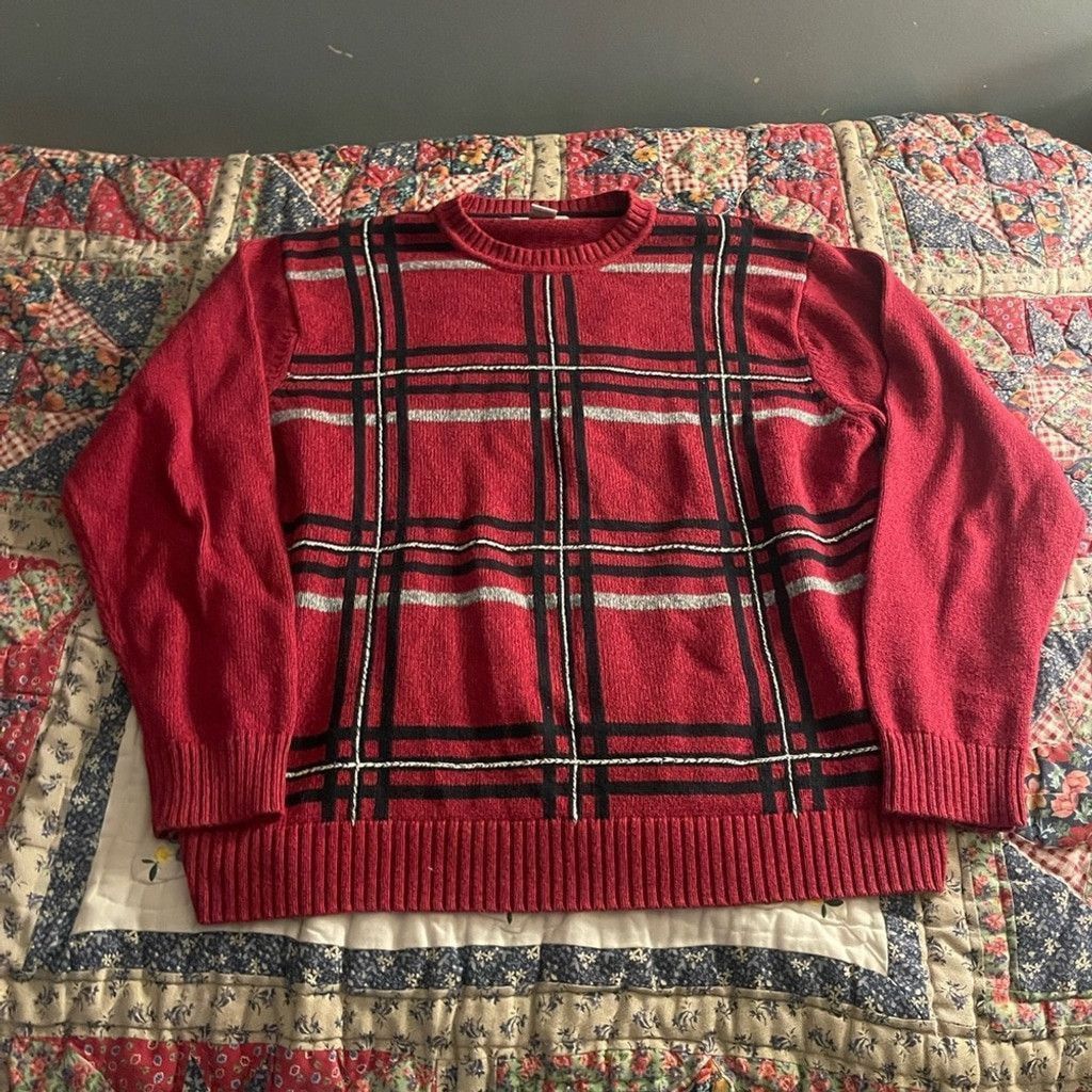 Other Geoffrey Beene Red Plaid Men's Sweater size XL Size US XL / EU 56 / 4 - 1 Thumbnail