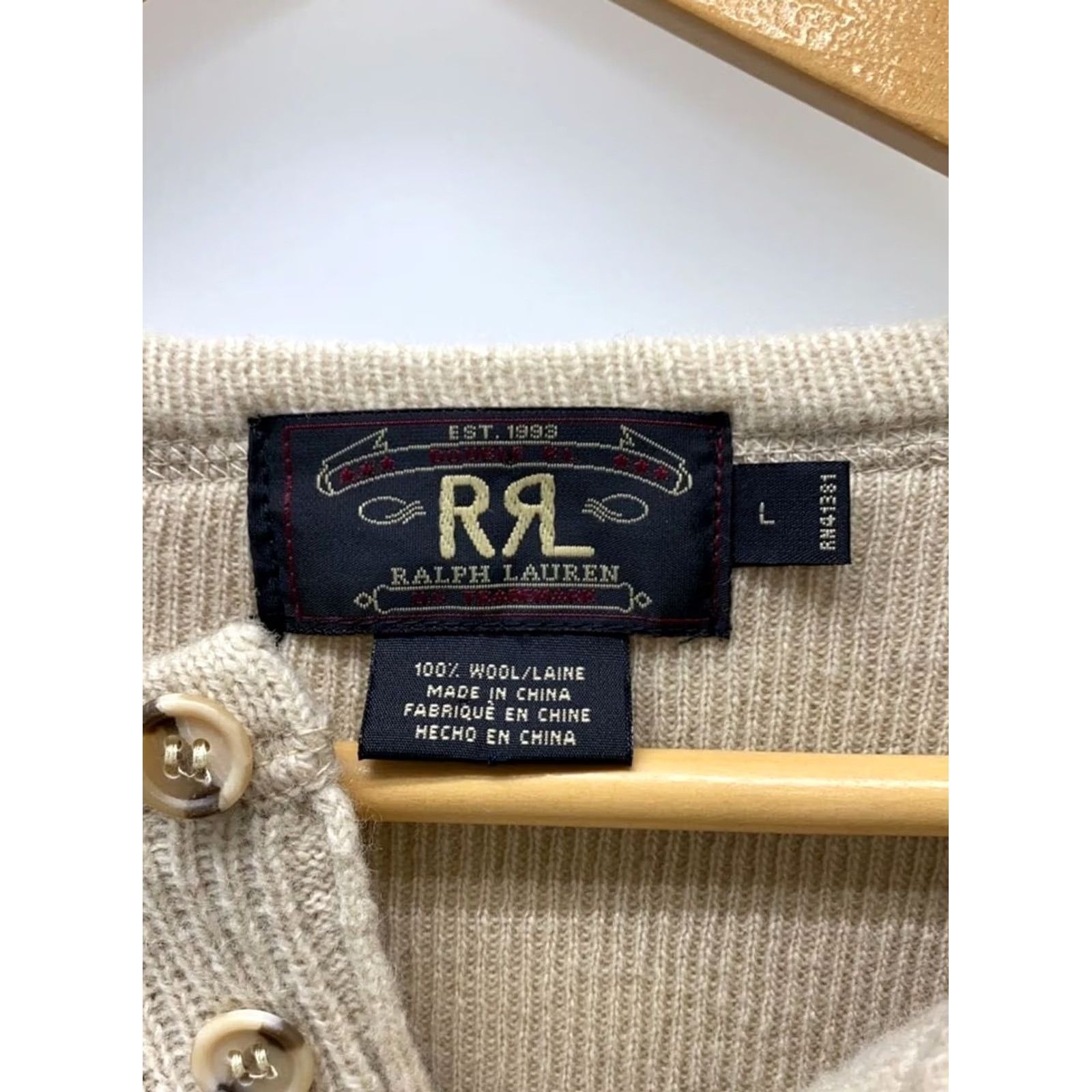 Ralph Lauren RRL Ralph Lauren Henley Sweater Shirt Wool Size L Beige Mens Size US L / EU 52-54 / 3 - 3 Thumbnail
