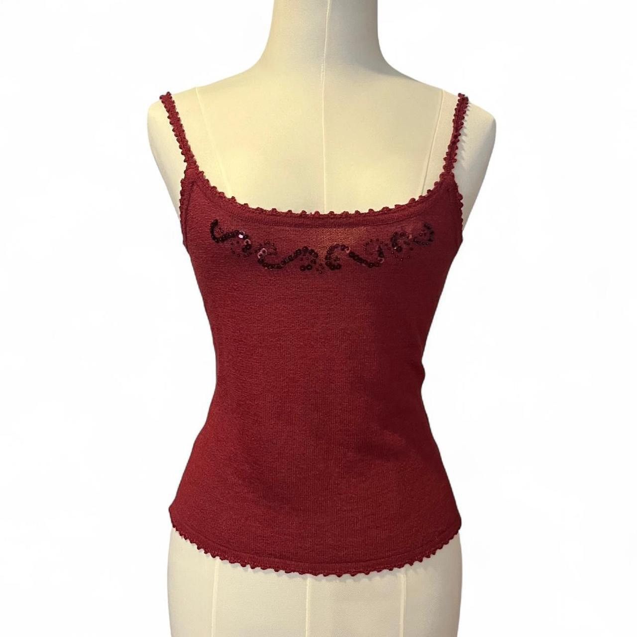 Other Vintage y2k burgundy cami with sequin swirl beaded detail🐞 Size S / US 4 / IT 40 - 1 Thumbnail