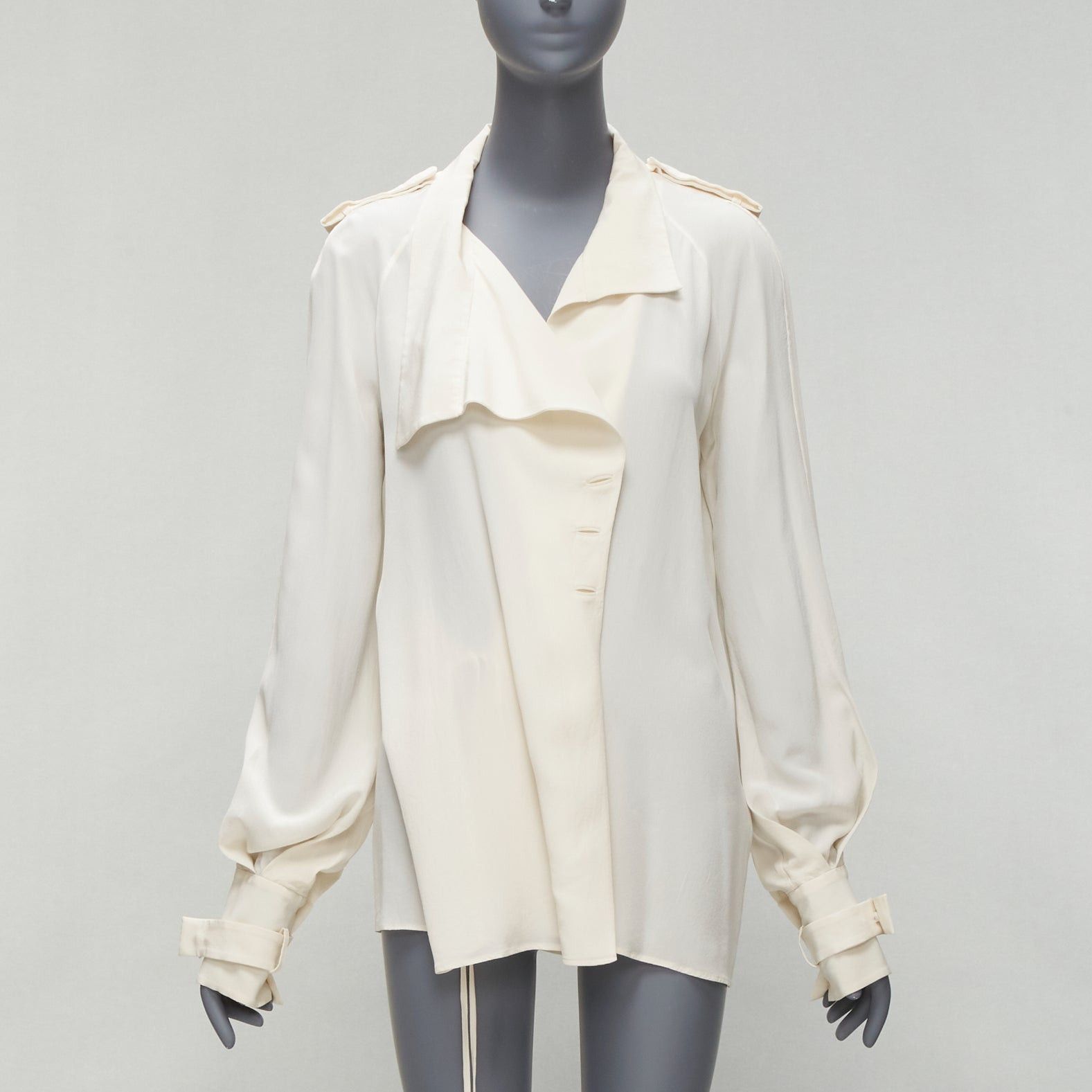 Tom Ford TOM FORD 100% silk ivory trench detail light flowy jacket IT42 M Size M / US 6-8 / IT 42-44 - 1 Thumbnail