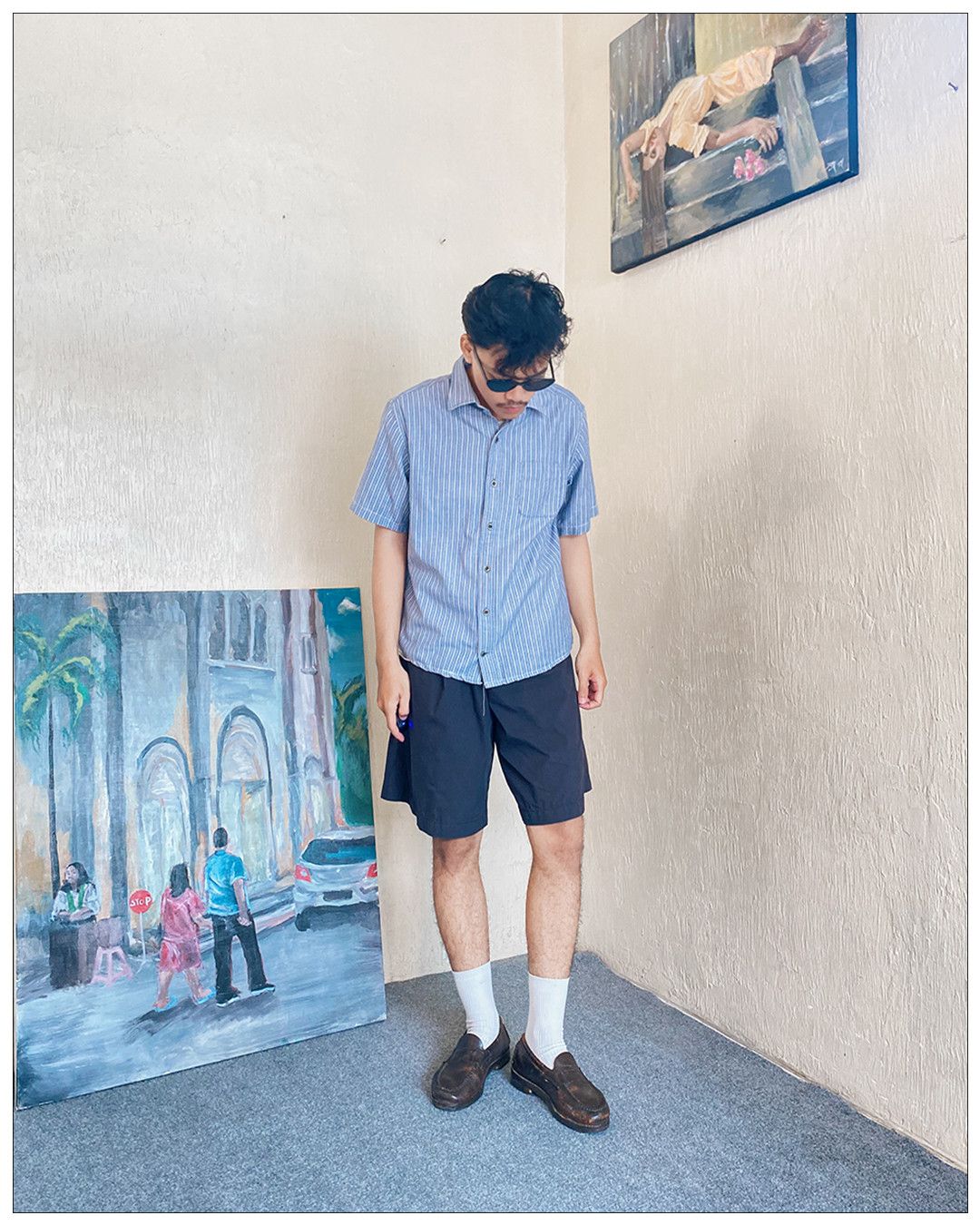 Other Boxy Shirt - Live Up blue white square pattern Size US L / EU 52-54 / 3 - 2 Thumbnail
