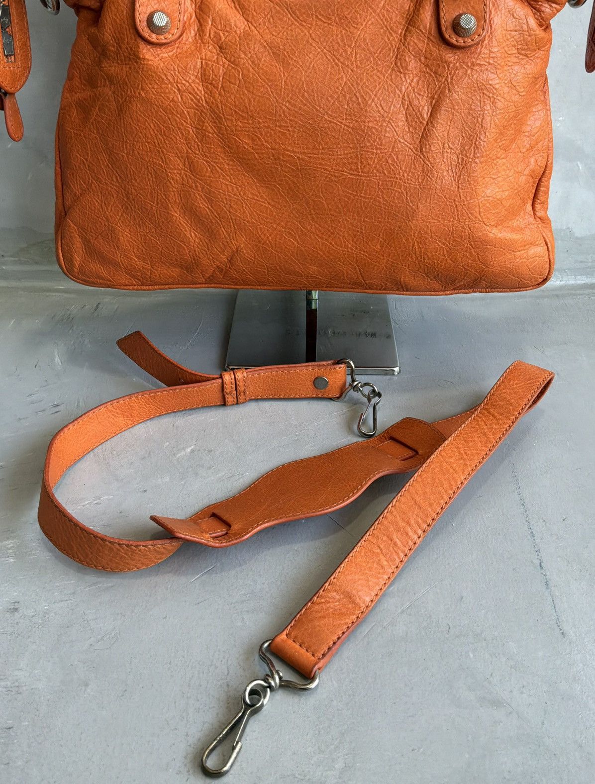 Balenciaga - Motorcyle Town - Orange Lambskin Crossbody Bag