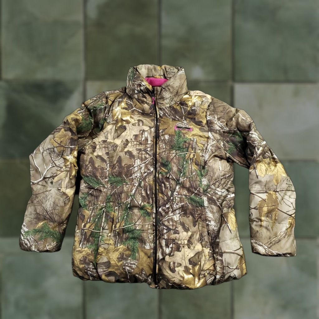 Realtree Realtree Jacket Women L Puffer Insulated Full Zip Hooded Camouflage Brown Green Multicolor Logo Casual Workwear Mens Womens Girls Boys Size L / US 10 / IT 46 - 1 Thumbnail