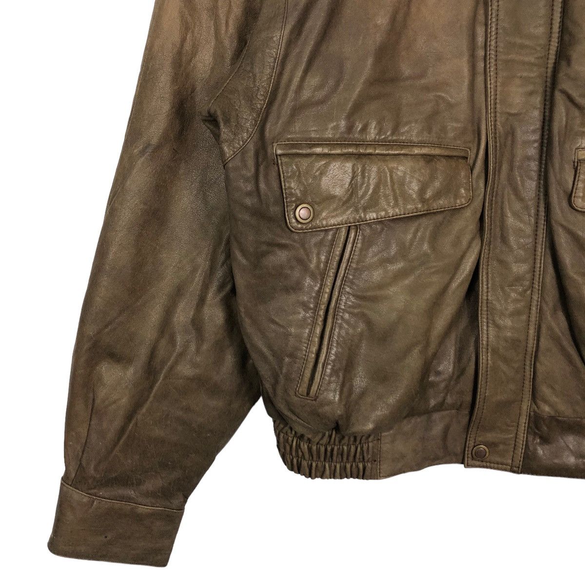 Japanese Brand 🔥90’s Bomber Jumper Genuine Leather Jacket Parachute Design Size US L / EU 52-54 / 3 - 3 Thumbnail