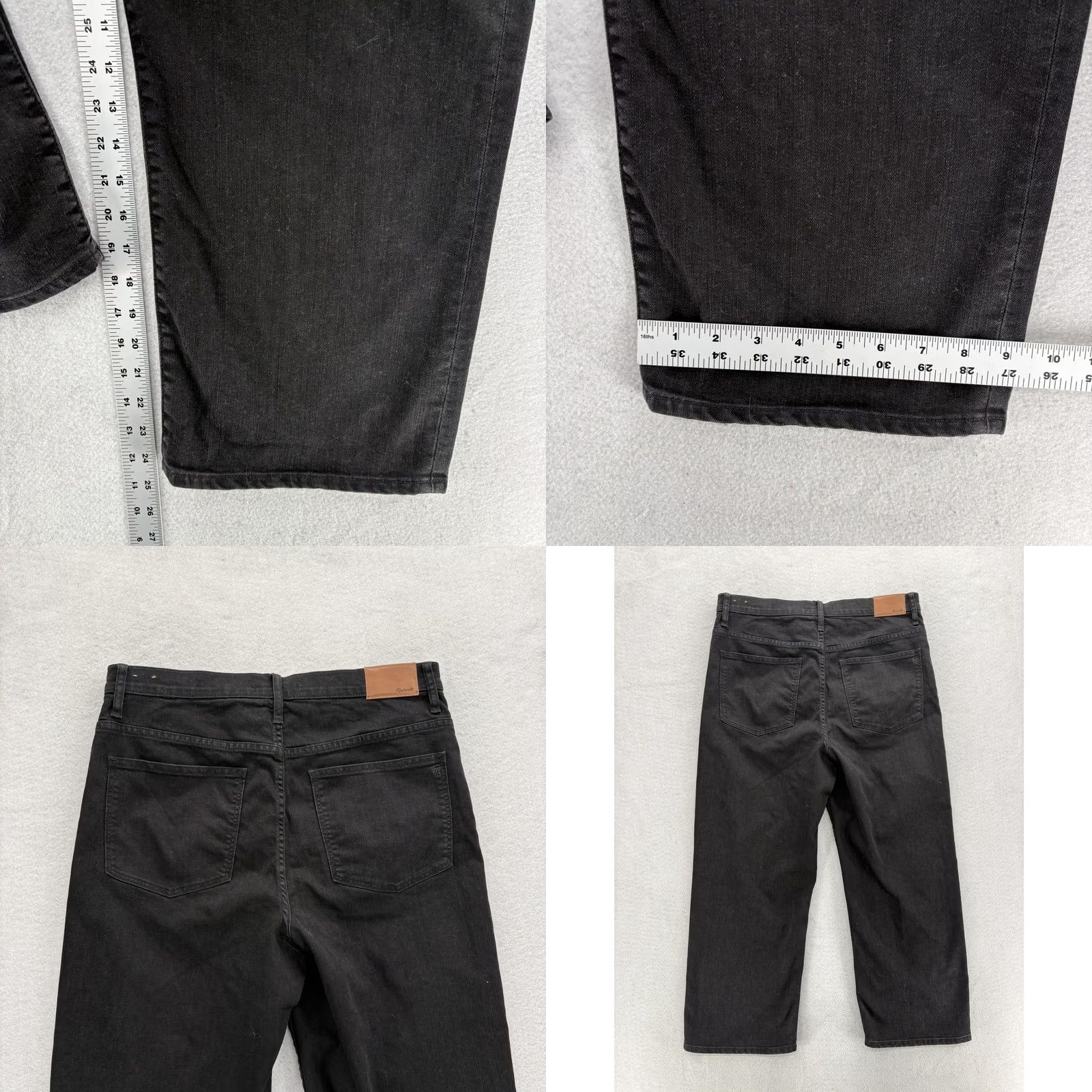 Madewell Madewell Jeans Womens 32 Black Dark Wash High Rise Slim Wide-Leg Crop Denim Pants Size 24" / US 00 / IT 34 - 8 Thumbnail