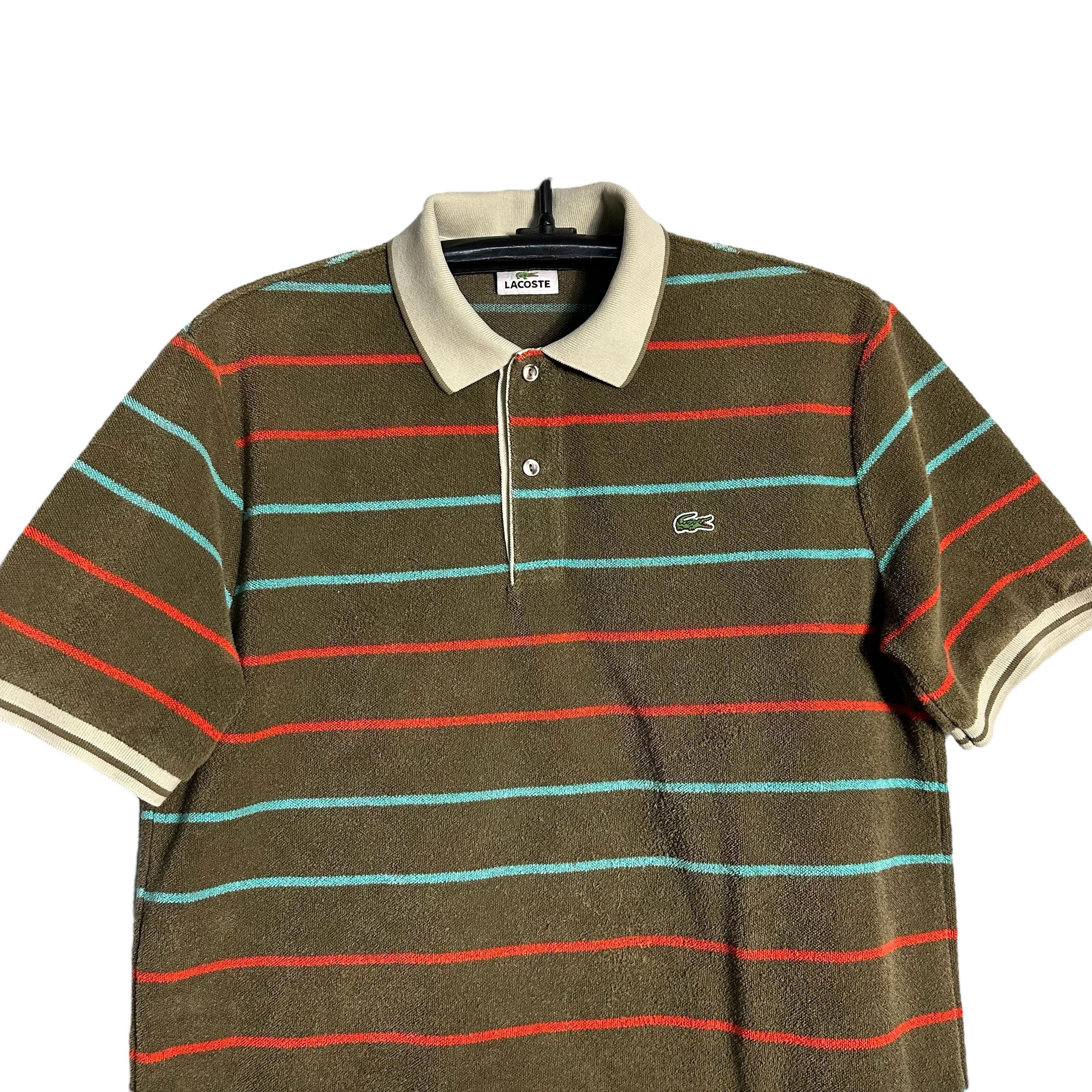 Lacoste 🔥RARE🔥Vtg Lacoste Stripes Towel Polo Shirt Made in Japan Size US XL / EU 56 / 4 - 2 Thumbnail