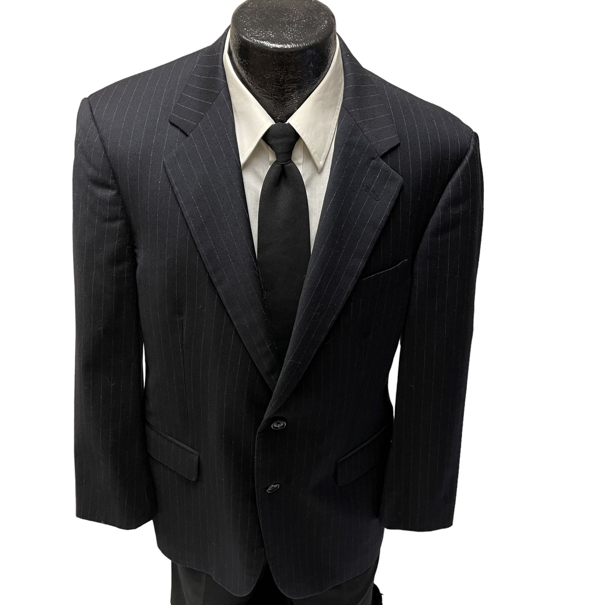 Brooks Brothers Brooks Brothers Italy Blue Black Sport Coat Blue CHALK STRI Size 40R - 1 Thumbnail