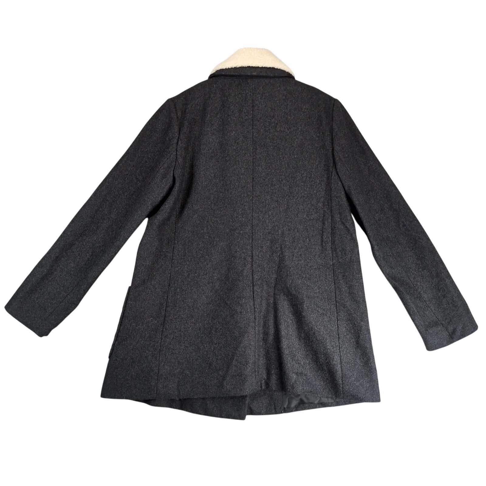 Old Navy Old Navy Gray Wool Blend Pea Coat Women's M Sherpa Collar Size M / US 6-8 / IT 42-44 - 3 Thumbnail