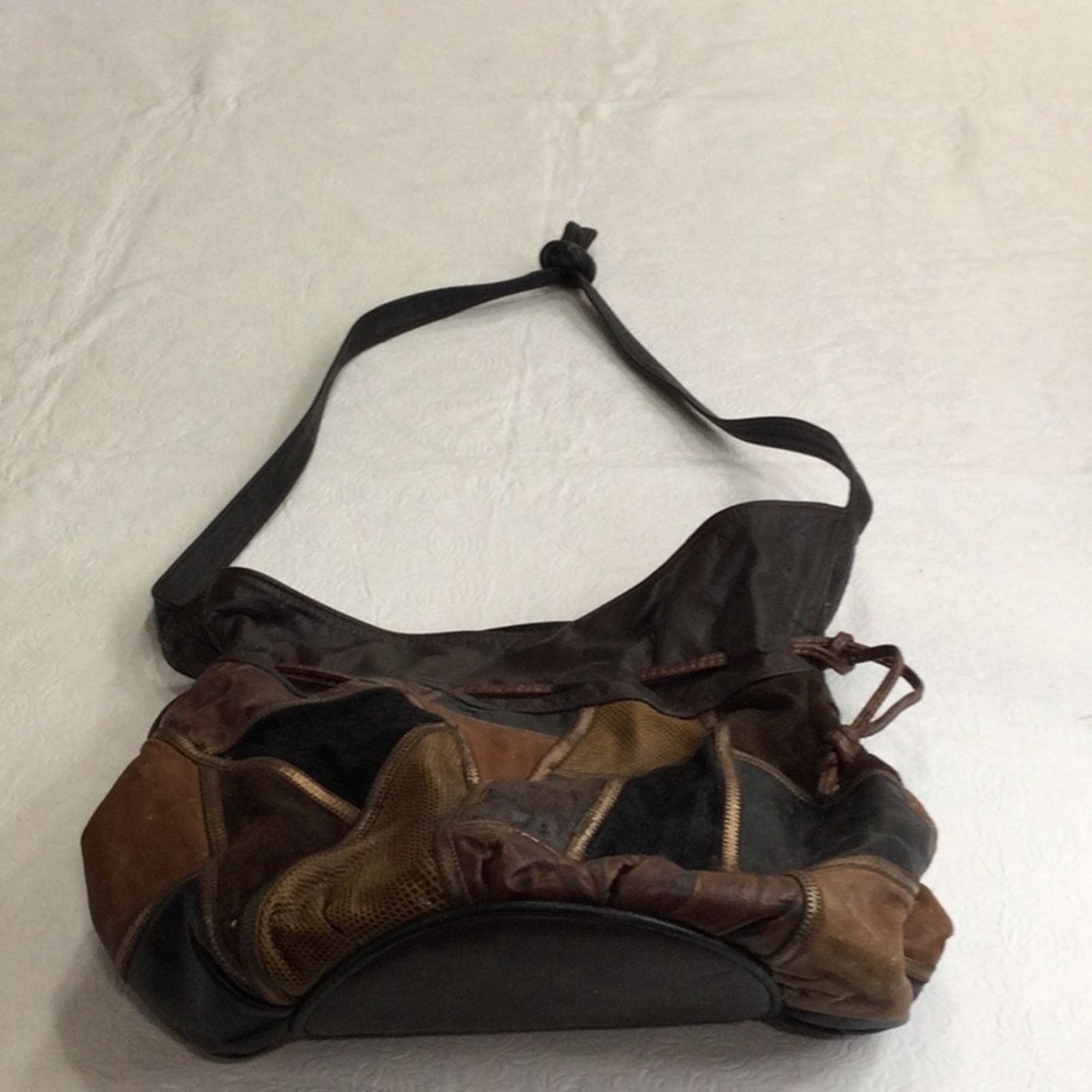 Other Vintage 70's Leather & Patchwork Crossbody Bucket Purse Size ONE SIZE - 14 Thumbnail