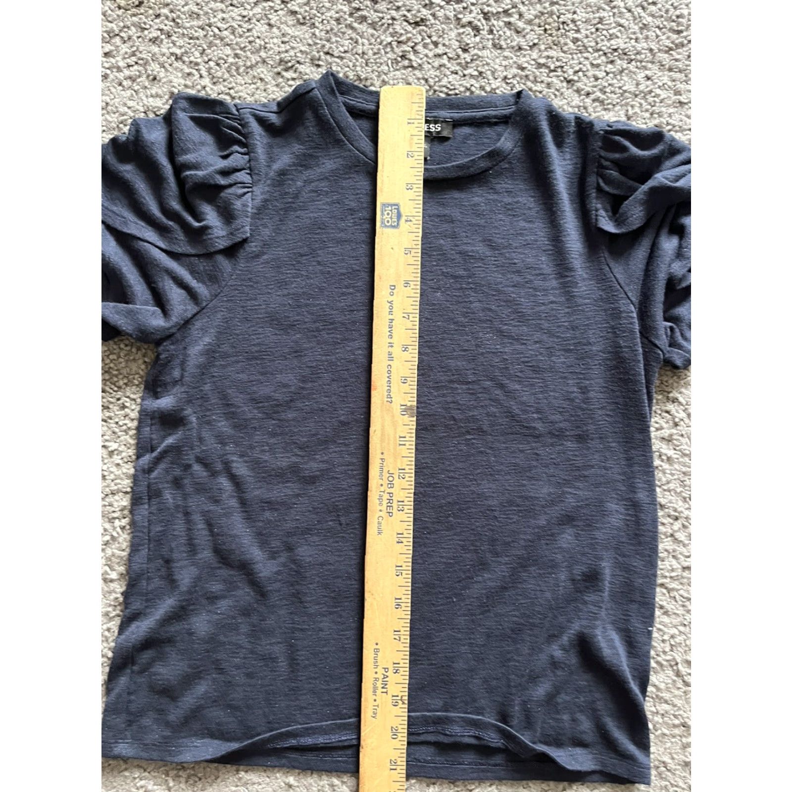 Express Express Top Women XS Navy Blue Short Puff Crew Neck Tee Ruffled Blouse Size XS / US 0-2 / IT 36-38 - 5 Thumbnail