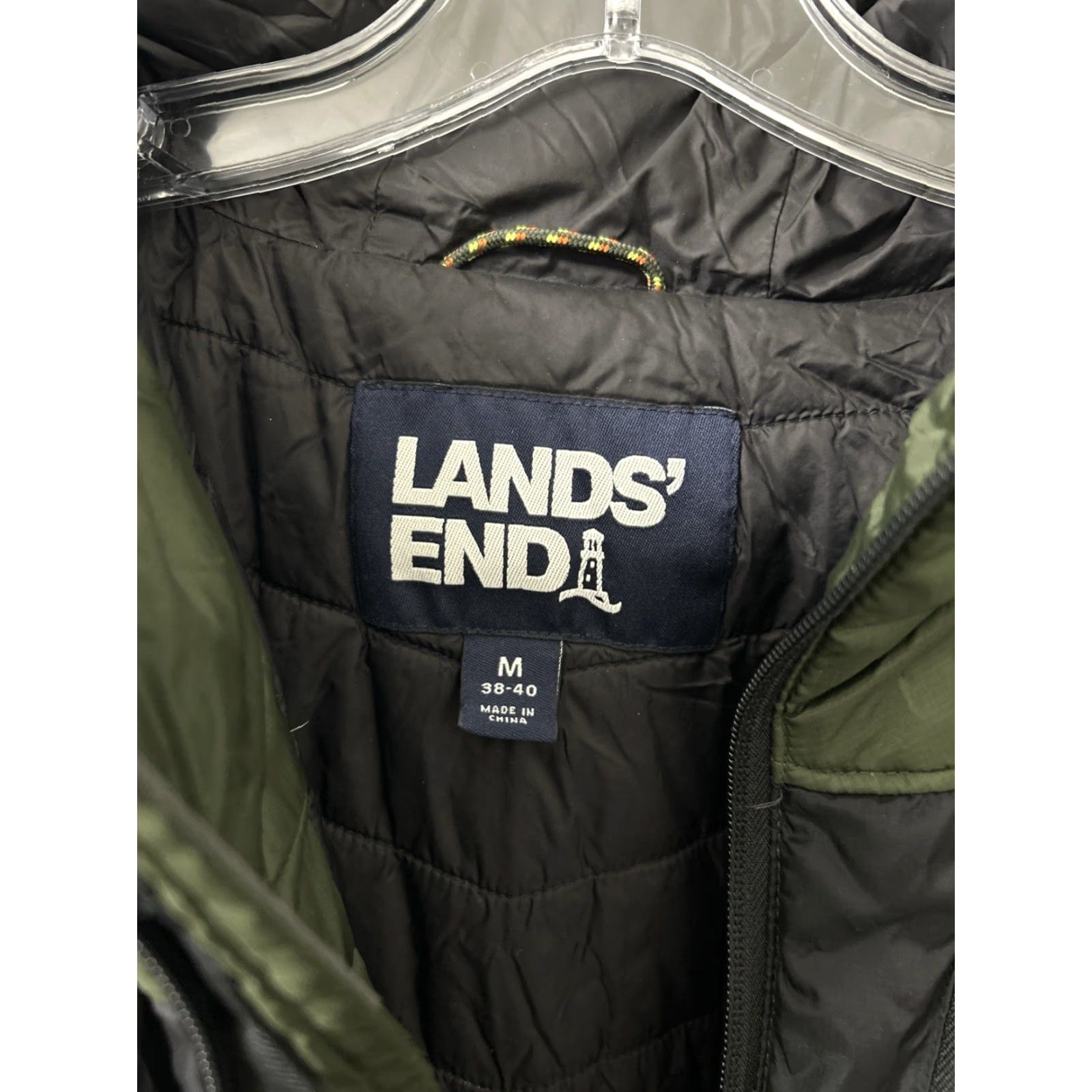 Lands' End Lands' End Hooded Puffer Jacket Mens M Green Full Zip Insulated Nylon Coat Size US M / EU 48-50 / 2 - 6 Thumbnail
