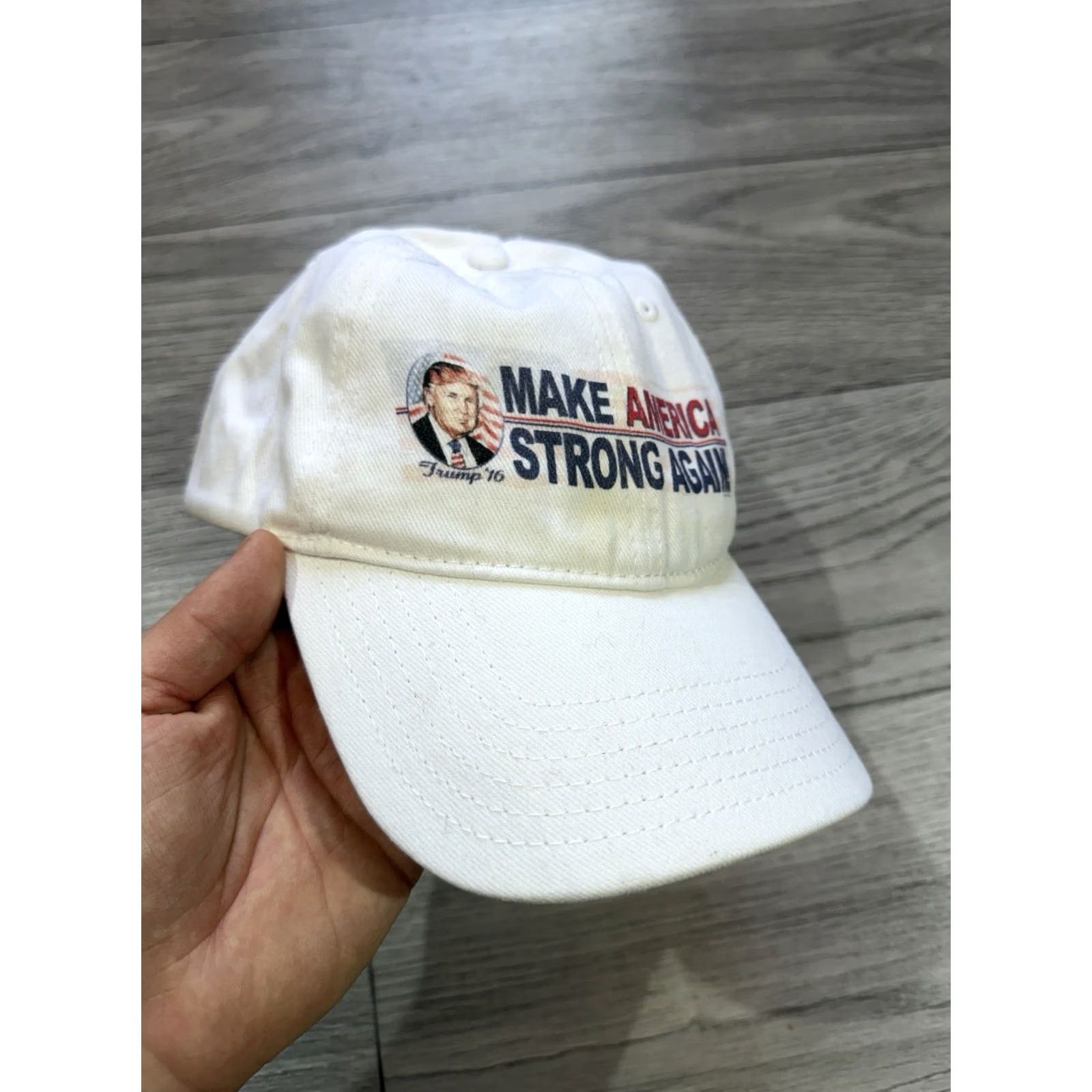 Vintage VINTAGE Make America Great Again ‘16 Donald Trump White Cap Hat OTTO Baseball Cap Men One Size White Cap Hat Mens Size ONE SIZE - 2 Thumbnail