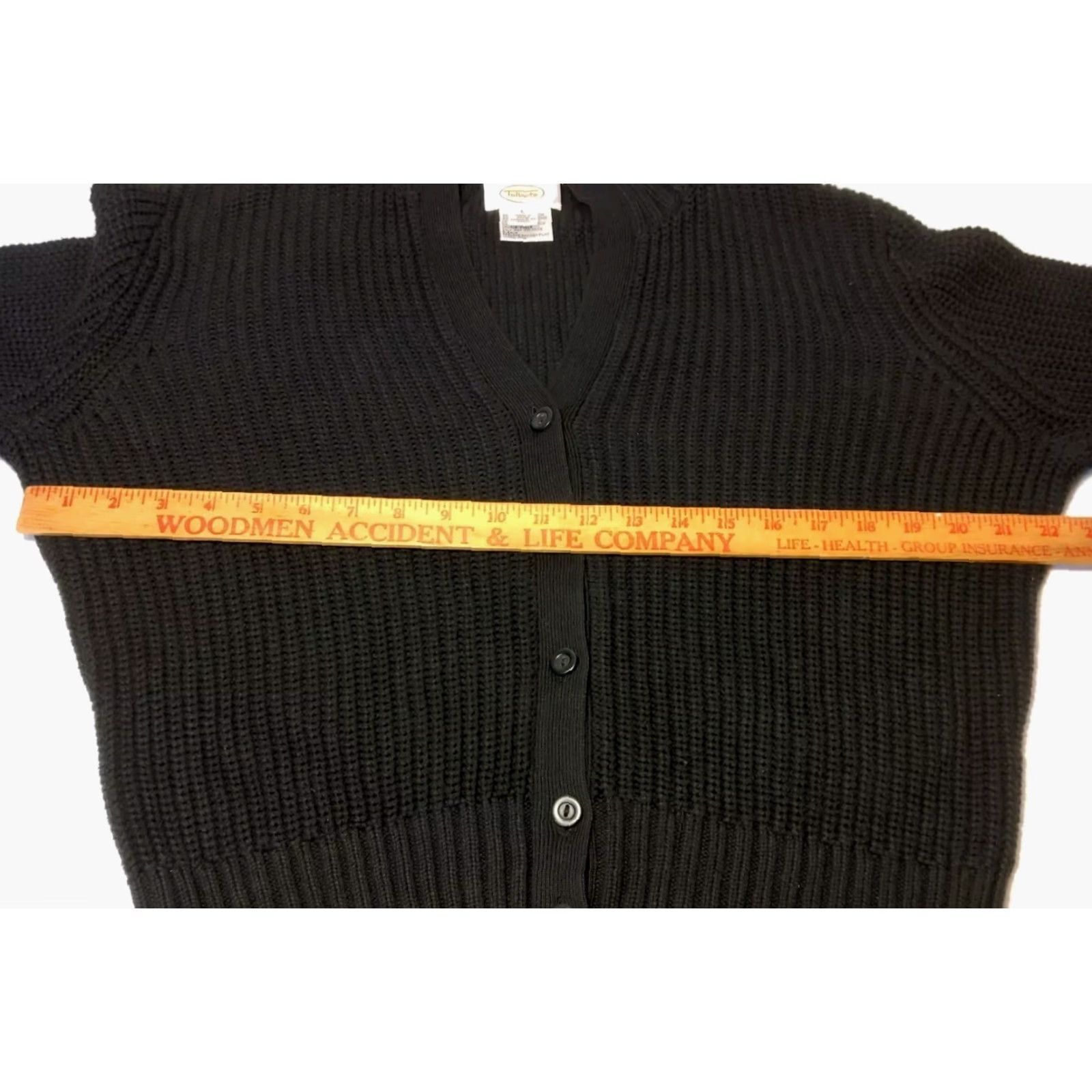 Talbots VINTAGE Talbots Cardigan Sweater Women Large Black Chunky-Knit V-Neck Classic Cotton Blend Japan Size L / US 10 / IT 46 - 4 Thumbnail