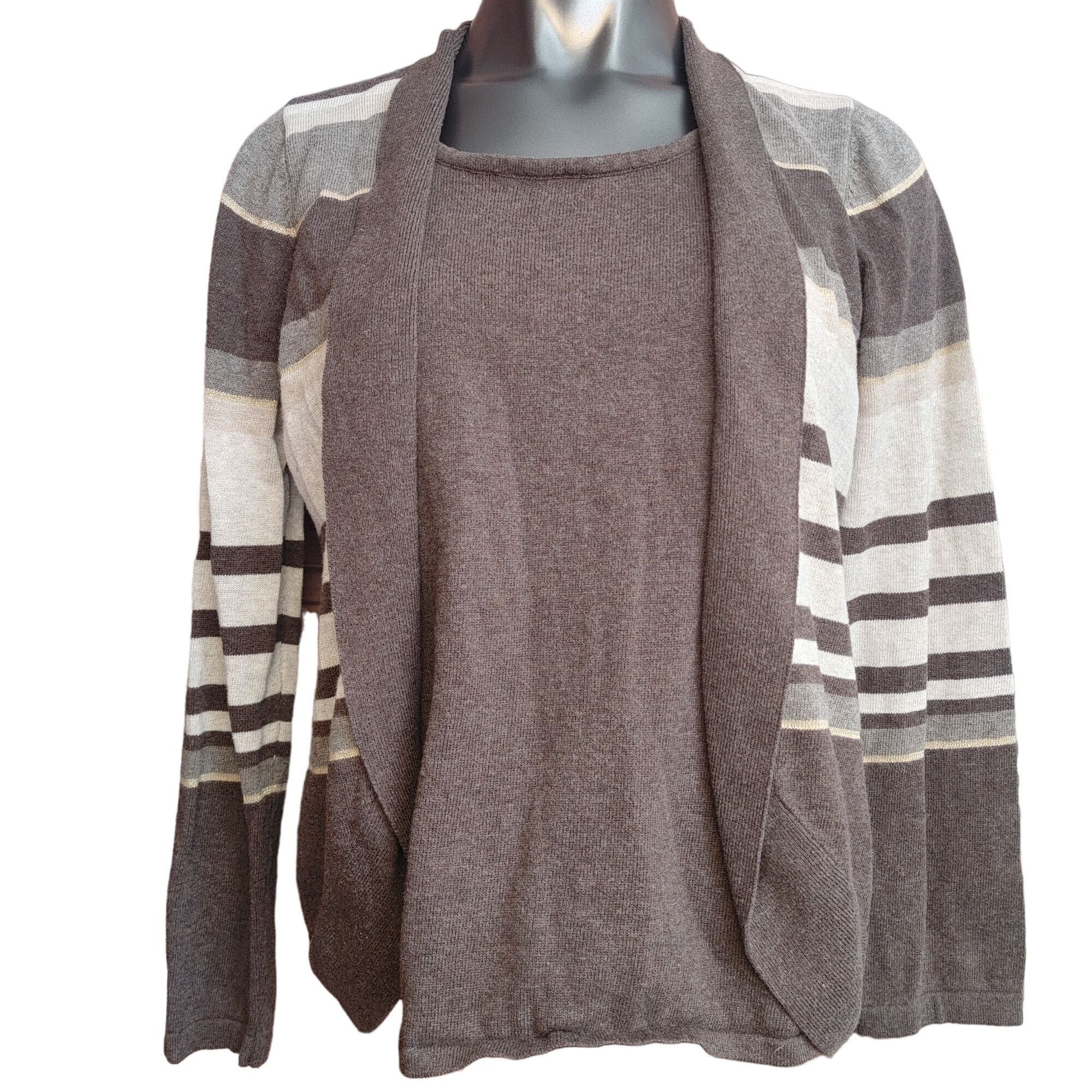 Croft & Barrow Croft & Barrow Women's Brown Stripped Long Sleeve Knit Sweat Size XL / US 12-14 / IT 48-50 - 1 Thumbnail