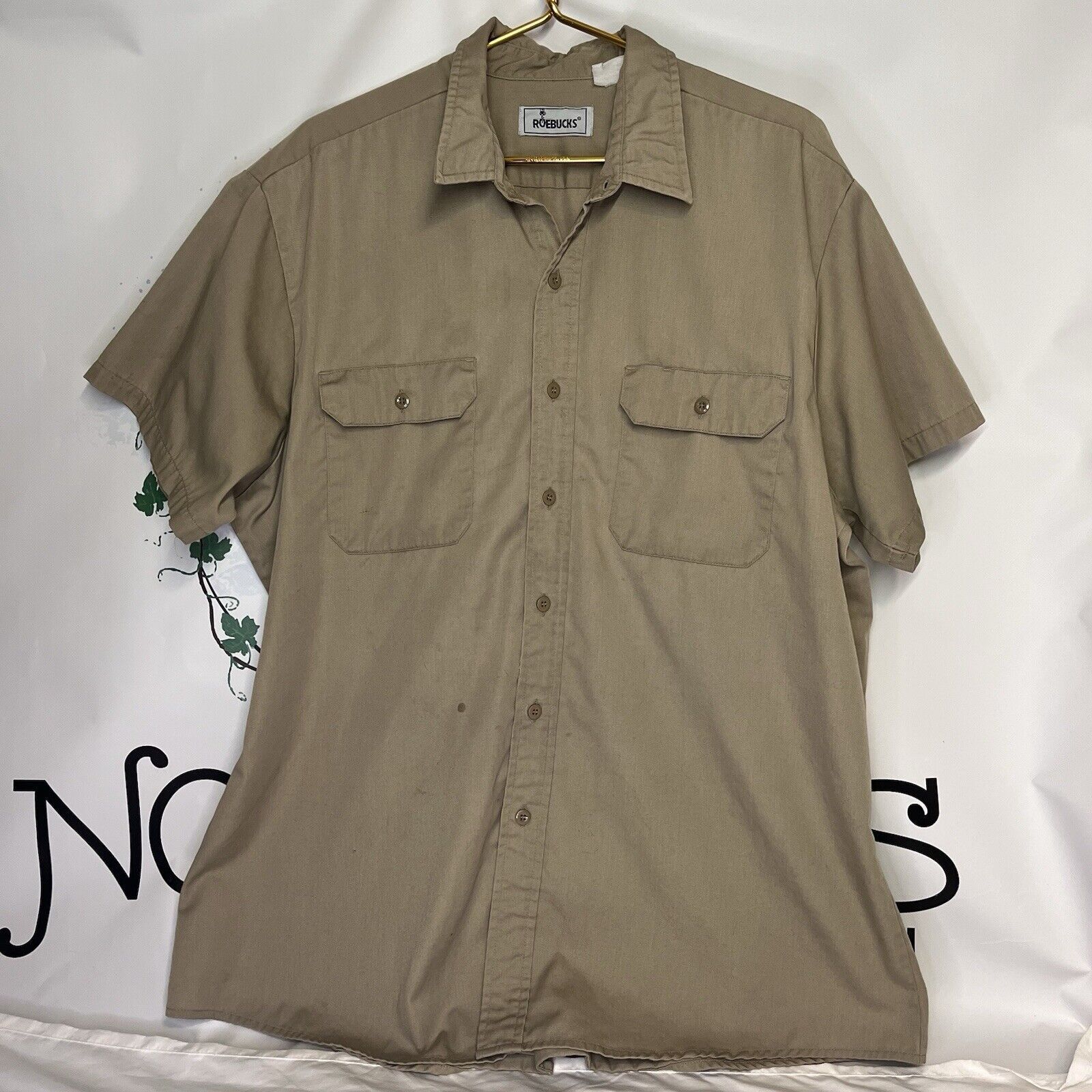 Sears Vtg Sears Roebucks Khaki Shirt Men’s 80s Work Perma Prest Size US XL / EU 56 / 4 - 1 Thumbnail
