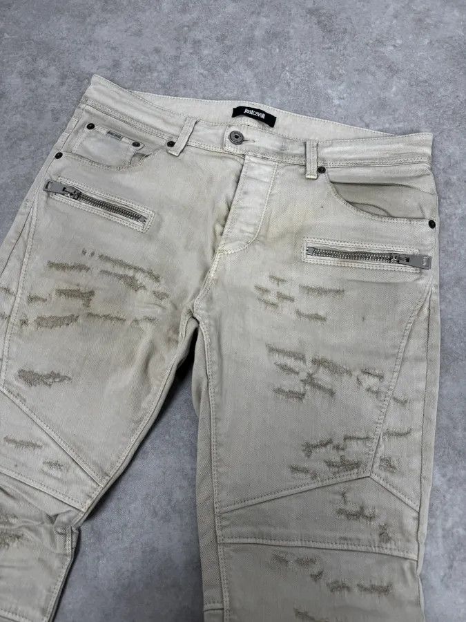 Just Cavalli AW2016 Cavalli Beige Slim Distressed Pants Size US 32 / EU 48 - 6 Thumbnail