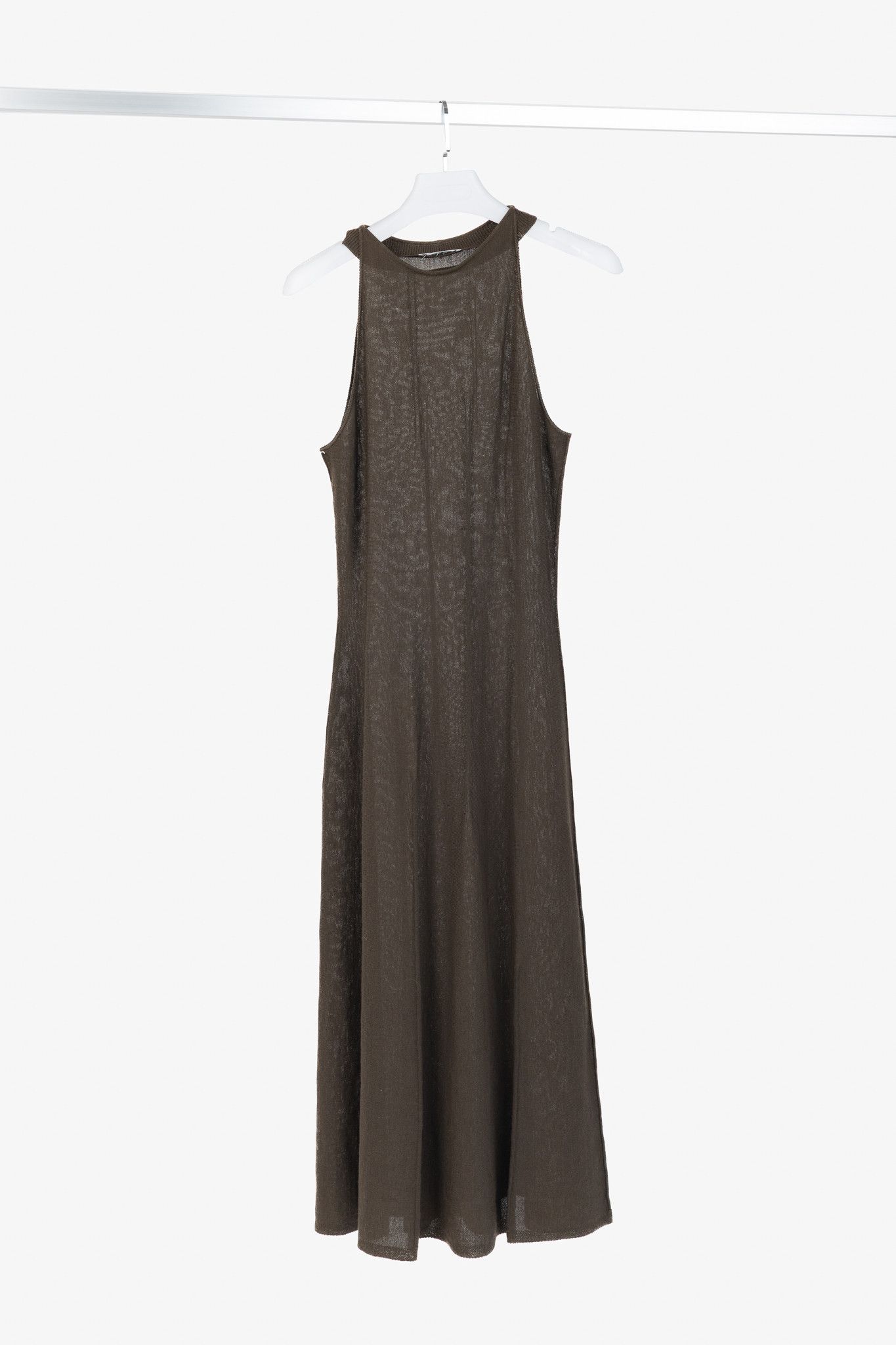 Sarah Pacini Sarah Pacini Brown Knit Rib-Accent Maxi Dress Size S / US 4 / IT 40 - 1 Thumbnail