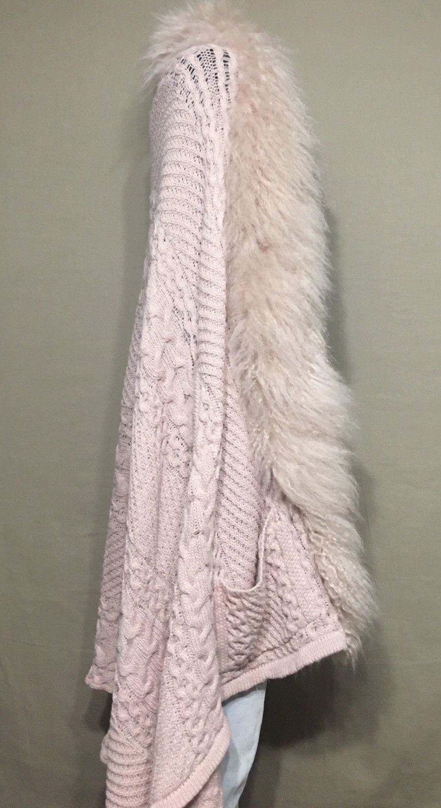 Designer Hayley Menzies Alpaca Knit FurTrim Long Cardigan Sweater Size ONE SIZE - 8 Thumbnail