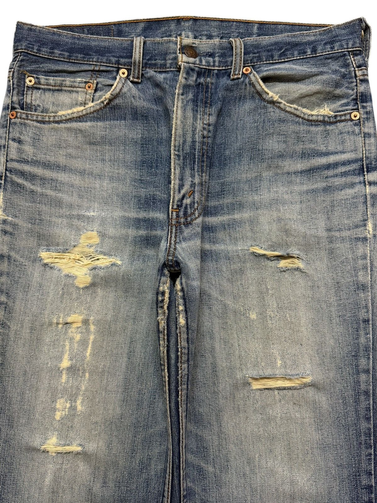 Levi's Vintage 90s Levis Blue Faded Wash Distress Wide Leg Bootcut Size US 33 - 3 Thumbnail