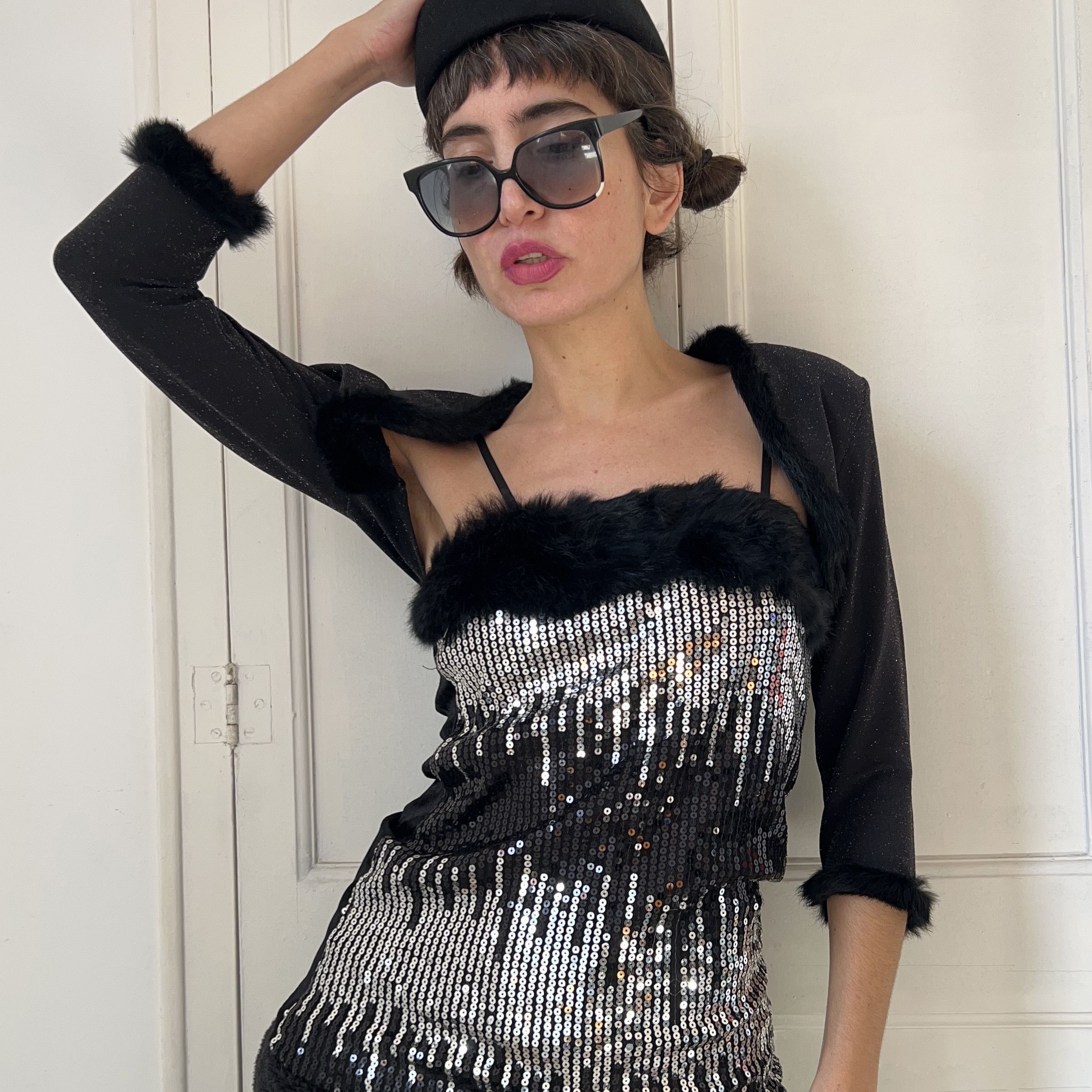Vintage Vintage 90s Black Faux Fur Bolero Jacket Size S / US 4 / IT 40 - 5 Thumbnail