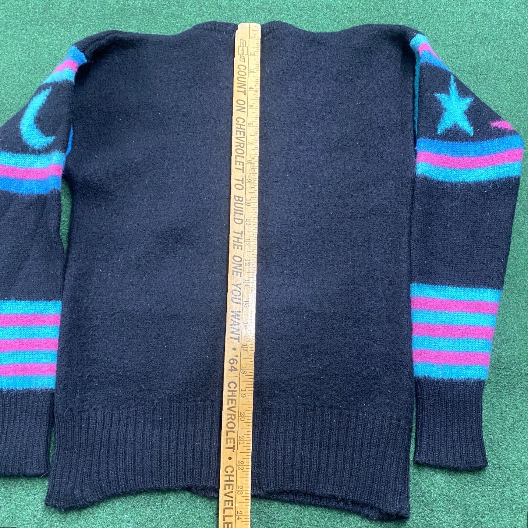 Vintage VINTAGE MEISTER Wool Sweatshirt Mens XS Black 90S Sun Moon Space Knit Crew Neck Pullover Size US XS / EU 42 / 0 - 7 Thumbnail