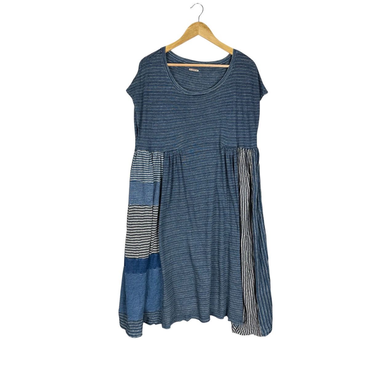 Kapital KAPITAL PATCHWORK INDIGO STRIPED DRESS Size L / US 10 / IT 46 - 2 Thumbnail