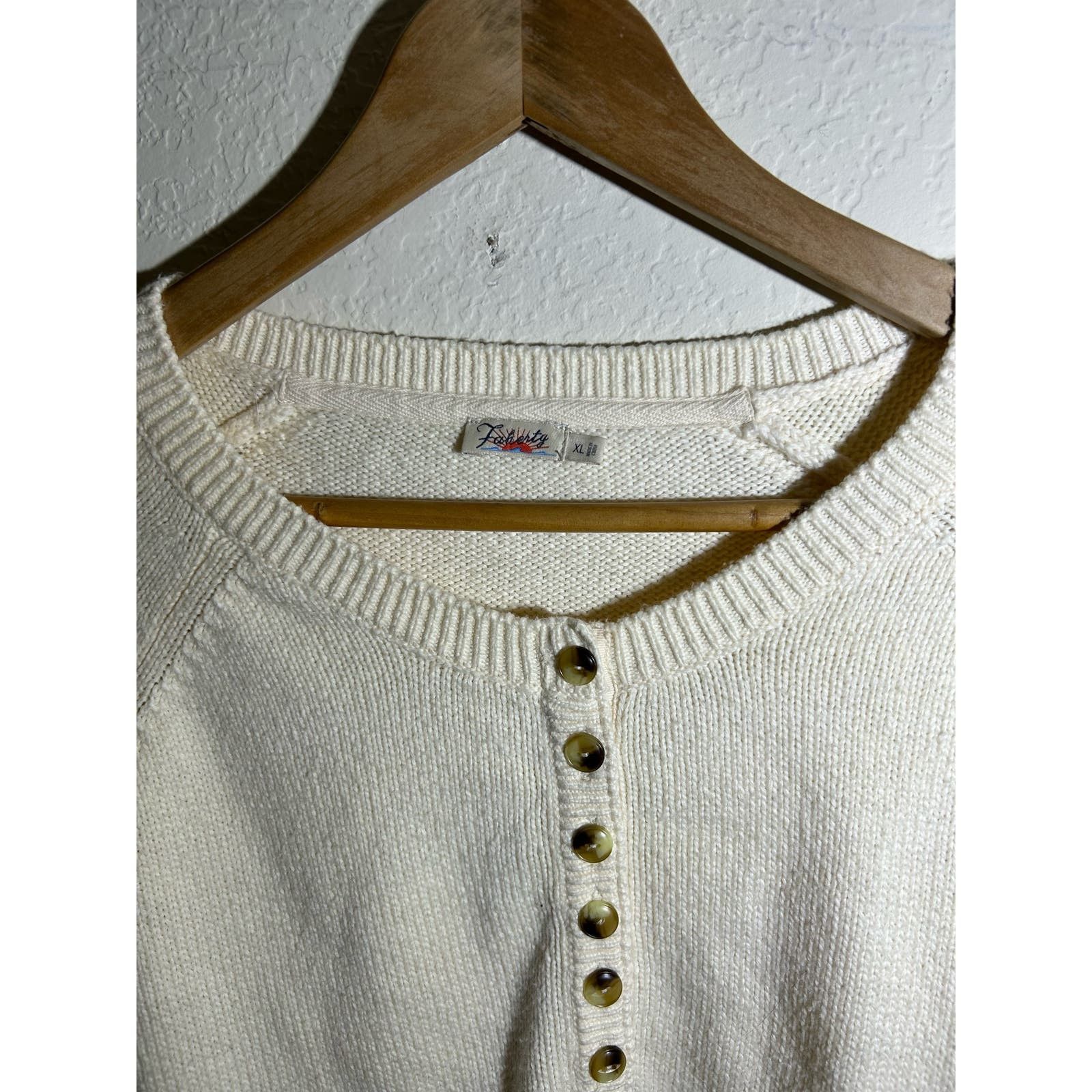 Faherty Faherty Cozy Cotton Henley Sweater In Beige Size XL Size S / US 4 / IT 40 - 4 Thumbnail