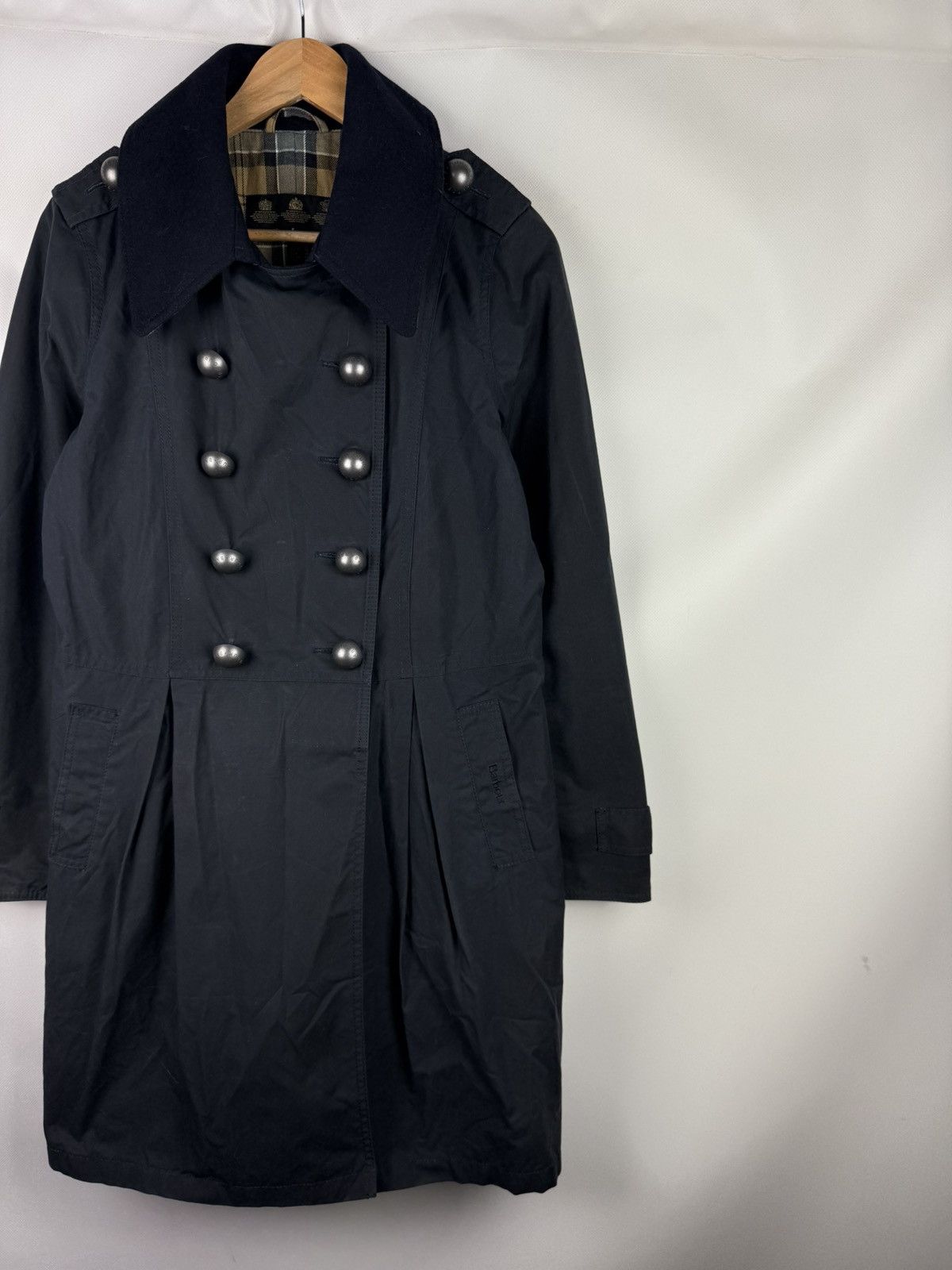 Barbour Barbour Ladies Wax Waxed Cotton Double Breasted Trench Coat Size L / US 10 / IT 46 - 3 Thumbnail