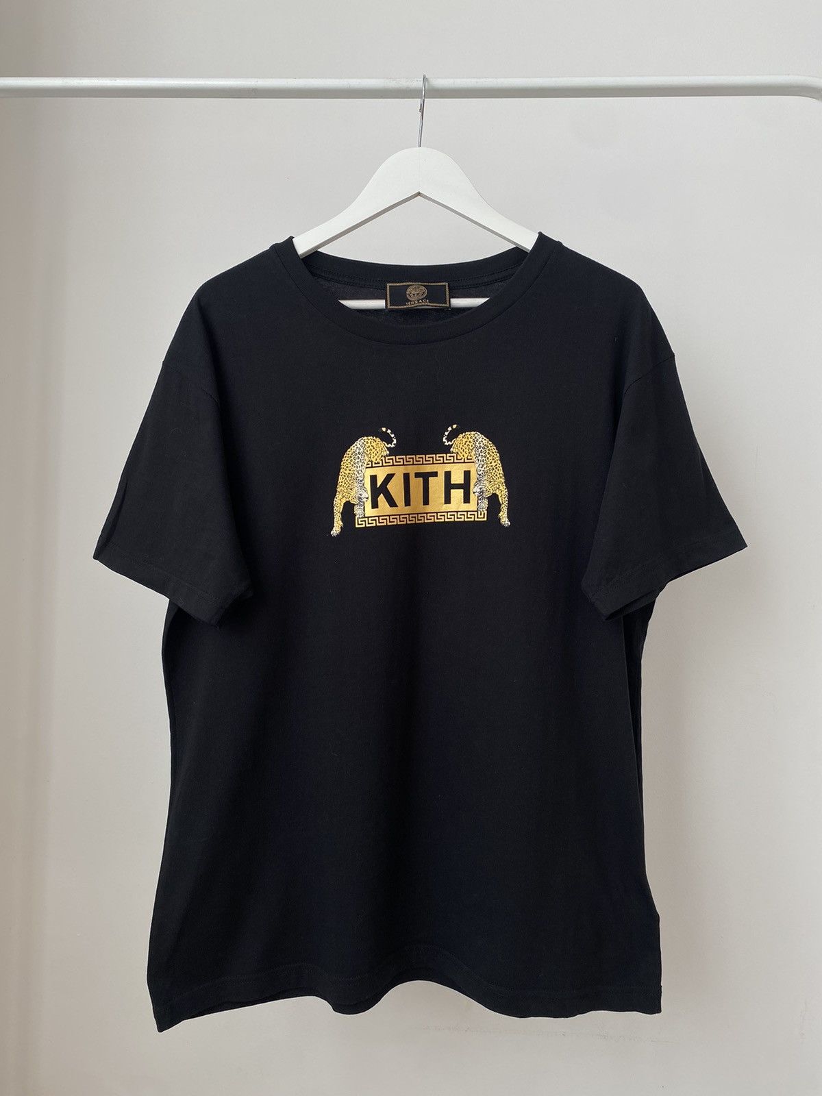 image of Kith x Versace Very Leopard Tshirt in Black, Men's (Size XL)