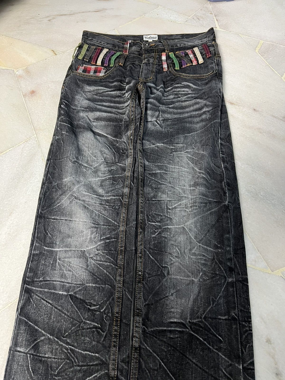 Japanese Brand NYLAUS CLOTHING DOUBLE WAIST JEANS VERY RARE Size US 30 / EU 46 - 5 Thumbnail