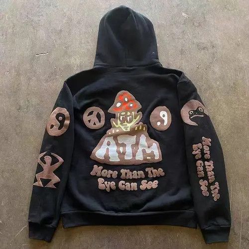 Japanese Brand Black street retro mushroom print hoodie Size US L / EU 52-54 / 3 - 1 Thumbnail