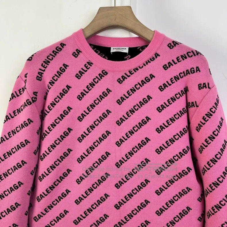 Balenciaga Balenciaga Pink Bullet Screen Printed Knitted Sweater Size US M / EU 48-50 / 2 - 4 Thumbnail
