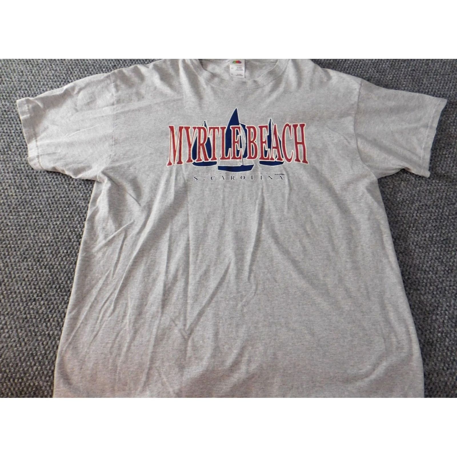 Fruit Of The Loom Myrtle Beach Mens Shirt XL Gray Cotton Knit Short Sleeve Crew Neck Logo T-Shirt Fruit of the Loom Classic, Regular, Men, All Seasons Size US XL / EU 56 / 4 - 3 Thumbnail