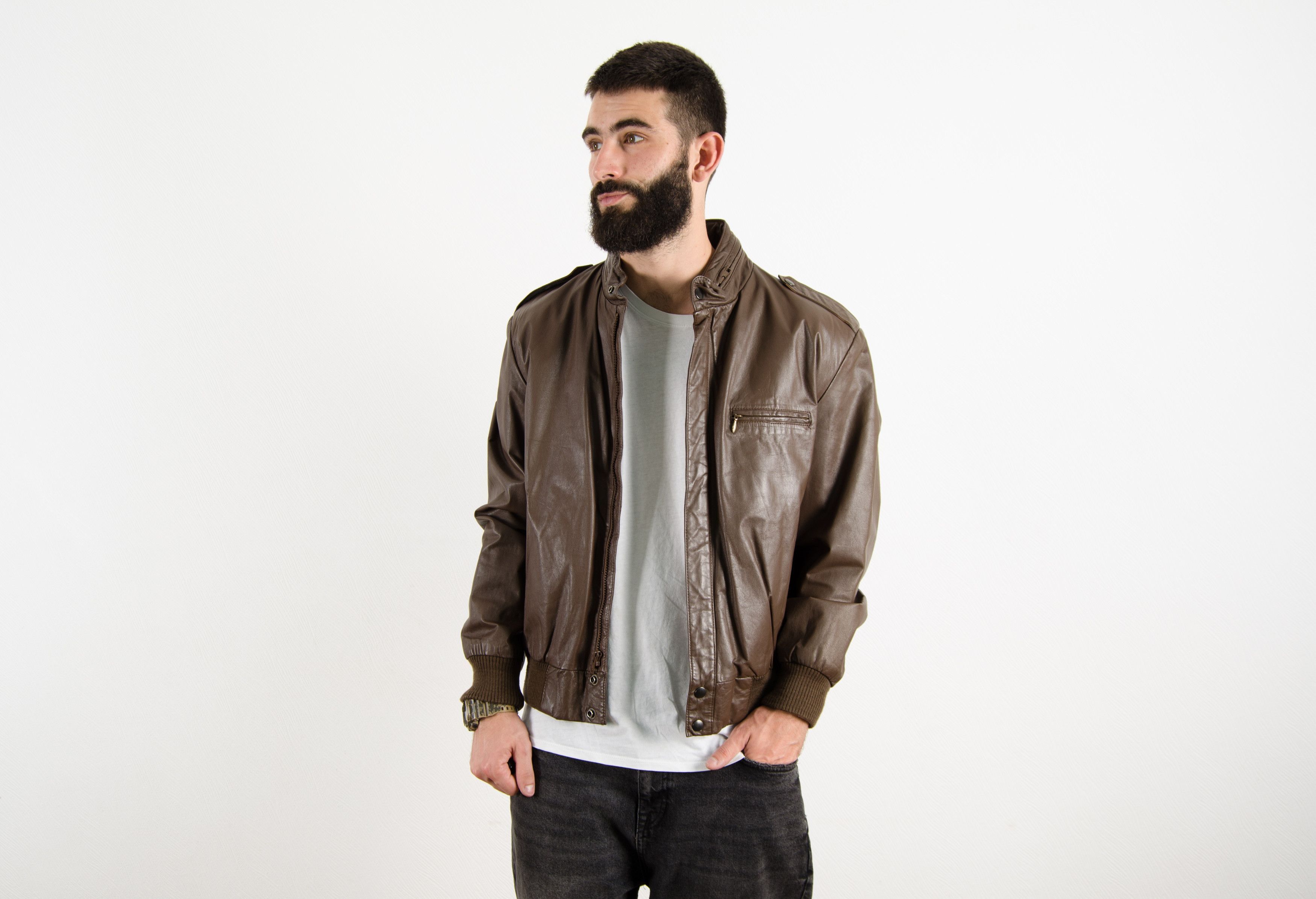 Schott Vintage Schott Sport Leather Military Flight Bomber Jacket Size US L / EU 52-54 / 3 - 2 Thumbnail
