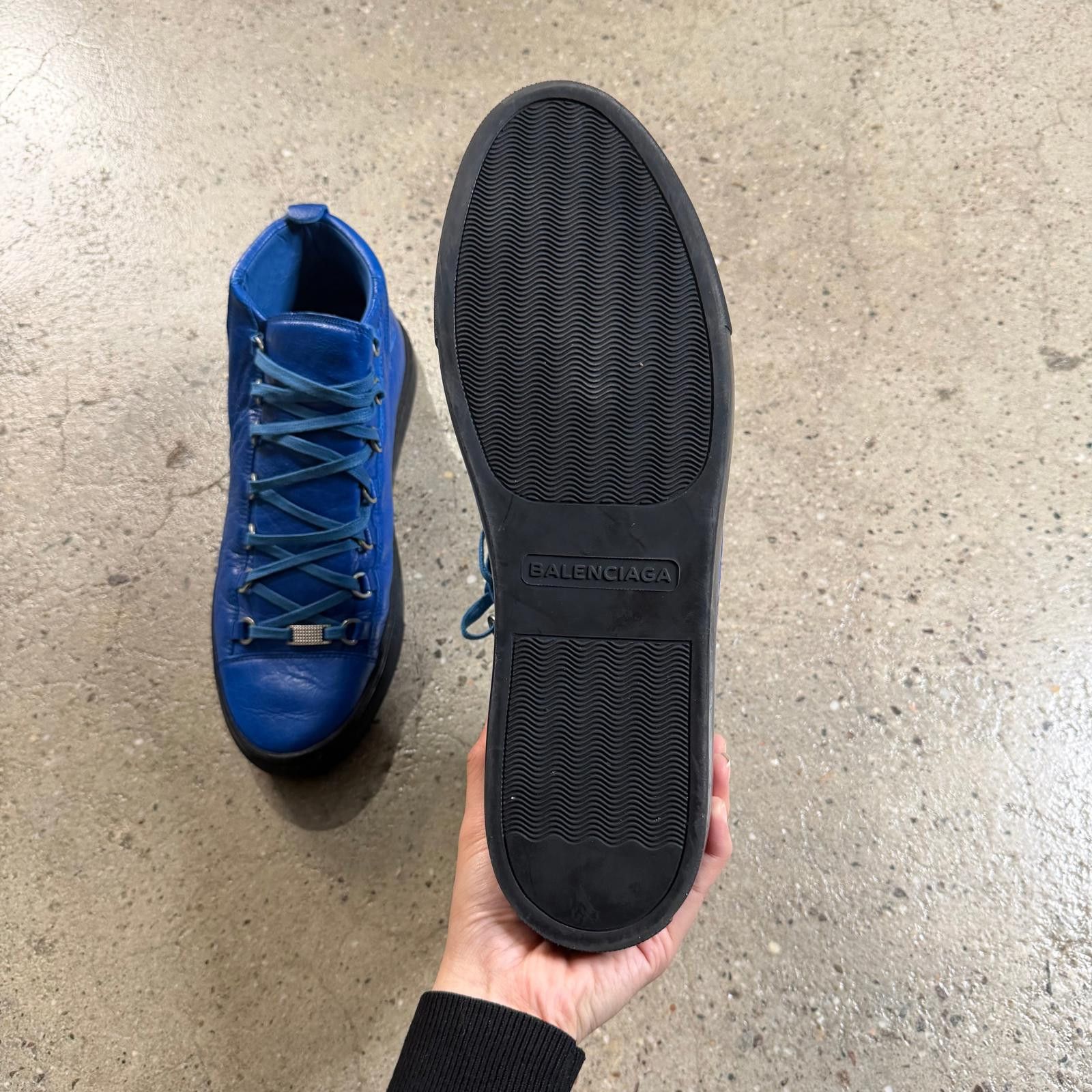 Balenciaga Balenciaga Leather Arena Sneakers (Blue) Size US 12 / EU 45 - 10 Thumbnail