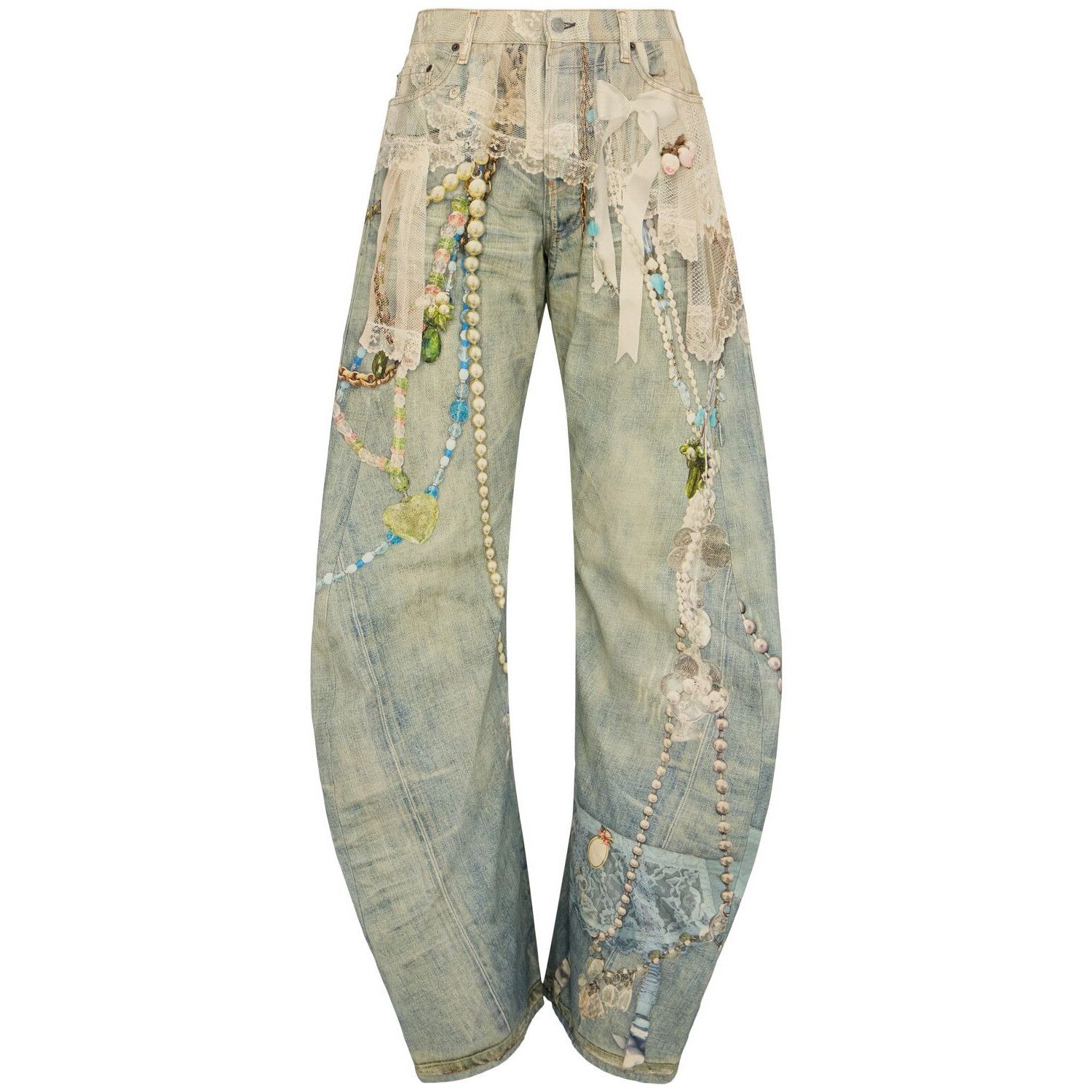 Acne Studios ACNE STUDIOS White/Green Jeans New & Authentic (Men's size:U Size US 32 / EU 48 - 1 Thumbnail