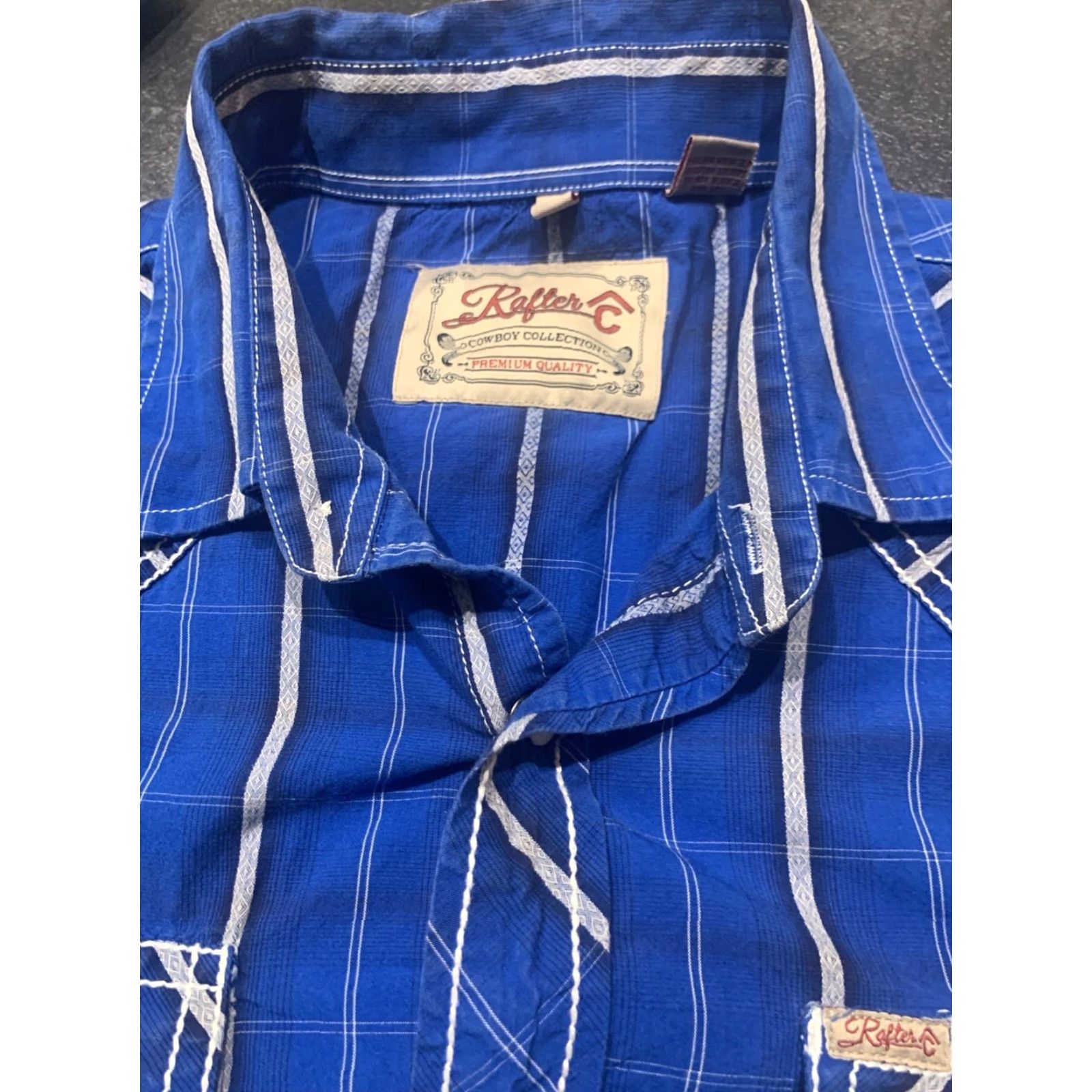 Vintage VINTAGE Rafter C Men's Cowboy Collection Long Sleeve Shirt 2XL Blue Striped Pearl Snap Western Cowboy Rodeo Size US XXL / EU 58 / 5 - 7 Thumbnail