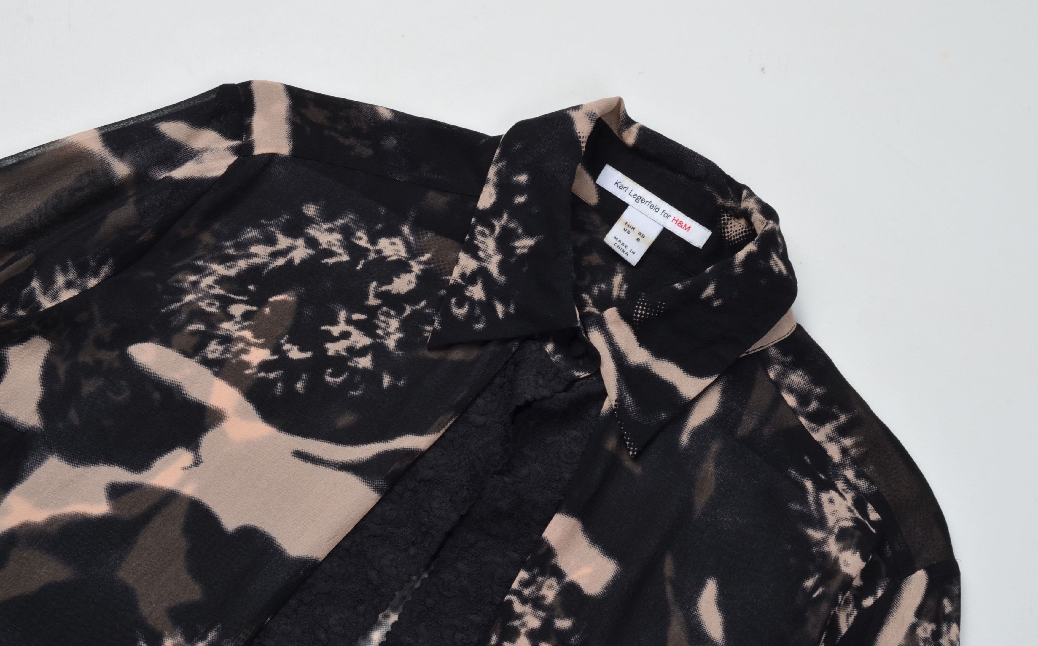 H&M Karl Lagerfeld for H&M Silk Long Sleeve Open Shirt Blouse Size M / US 6-8 / IT 42-44 - 5 Thumbnail