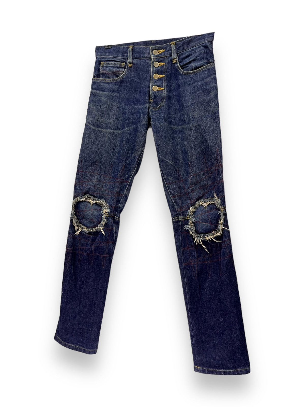 Christopher Nemeth 🔥DESIGNER NEMETH Grunge Blow Knee Patched Distressed Size US 28 / EU 44 - 2 Thumbnail