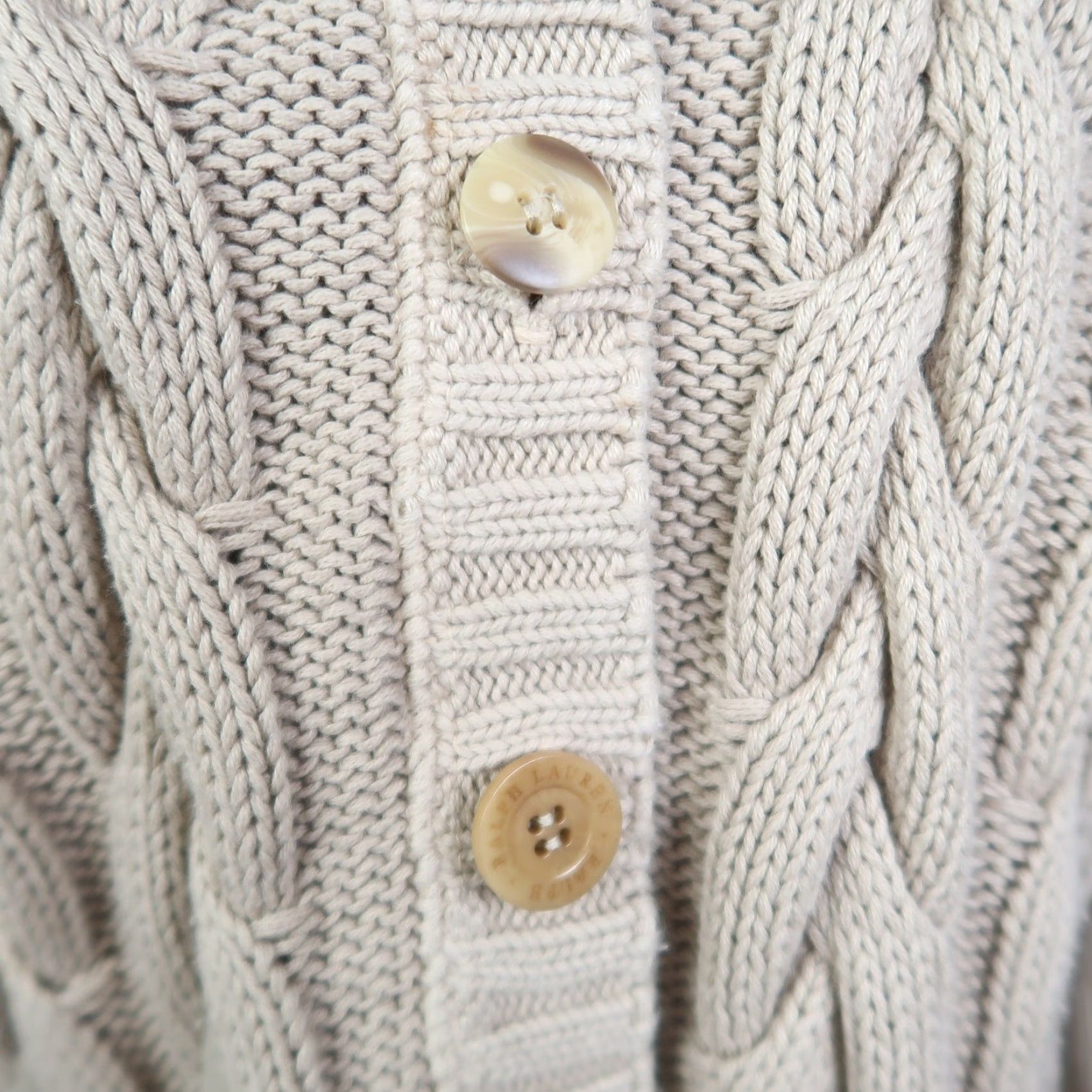 Vintage VINTAGE BKG & Company Tan Cotton Cable Knit Cardigan Sweater Women One Size Regular Long Sleeve Fall Winter 90s Size ONE SIZE - 6 Thumbnail