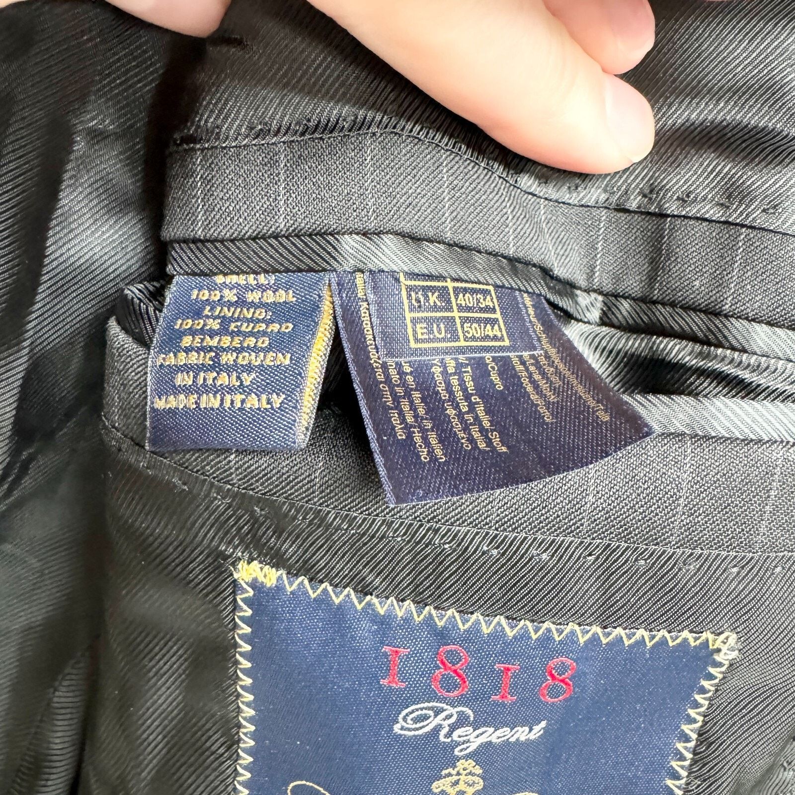 Brooks Brothers Brooks Brothers Suit Jacket 40R Black Single Breasted Stripe Size 40R - 5 Thumbnail