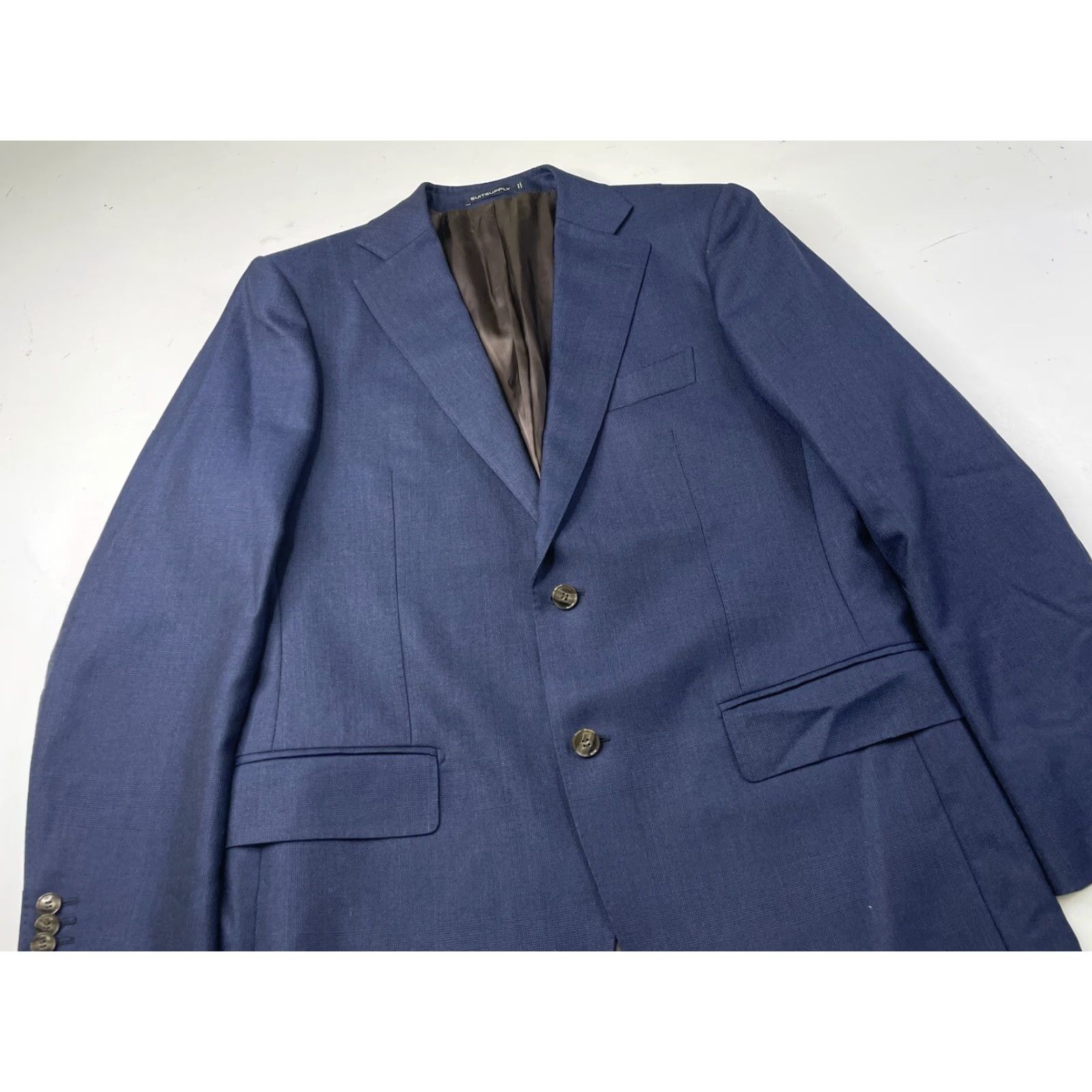 Suitsupply Suitsupply Blazer 2 Button Slim Blue Wool Check Notch Lapel Double-Vented Jacket 42R Mens Size 42R - 5 Thumbnail