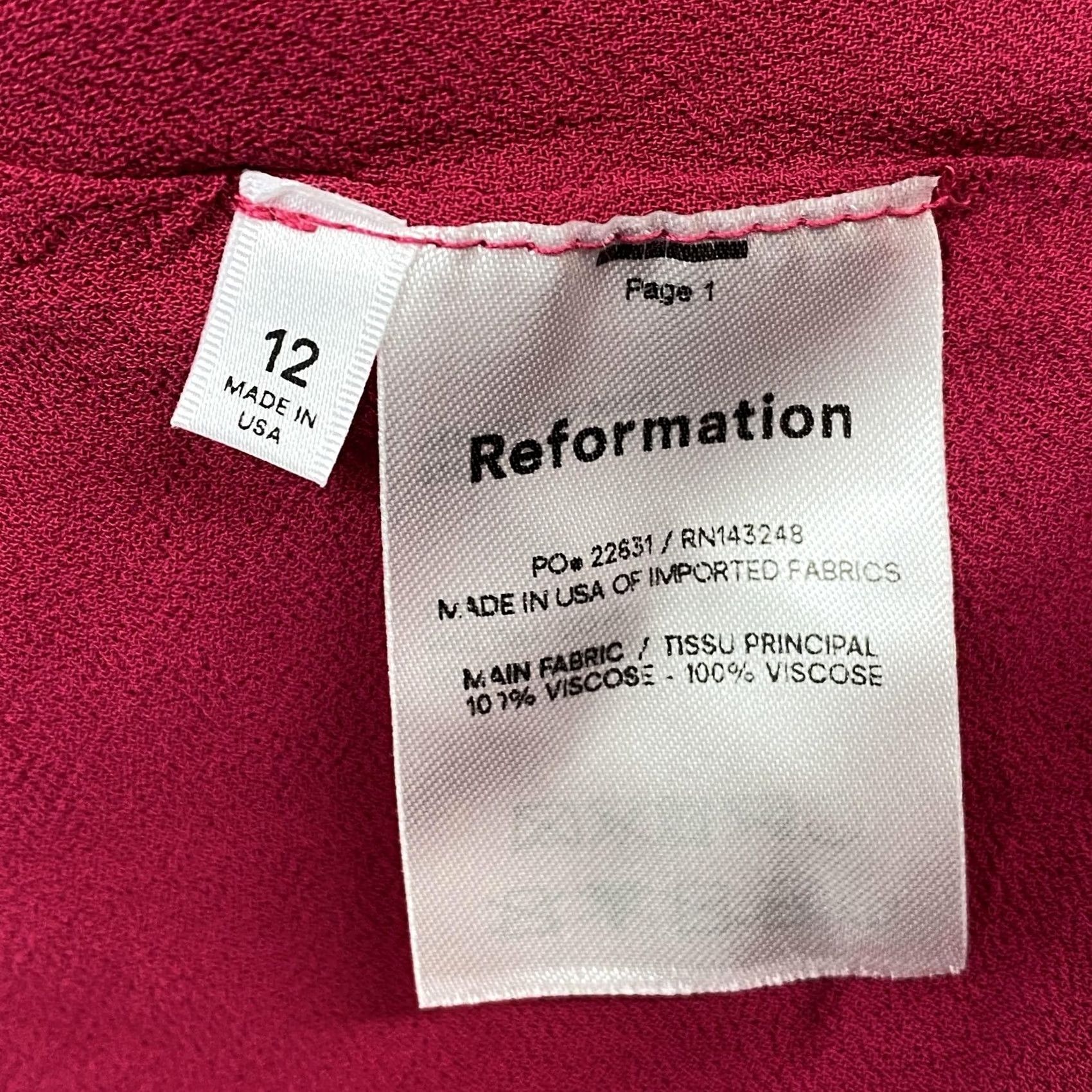 Reformation Reformation Annabelle Mini Dress Womens 12 Rhubarb Tie Strap Scoop Neck Smocked Size XL / US 12-14 / IT 48-50 - 7 Thumbnail