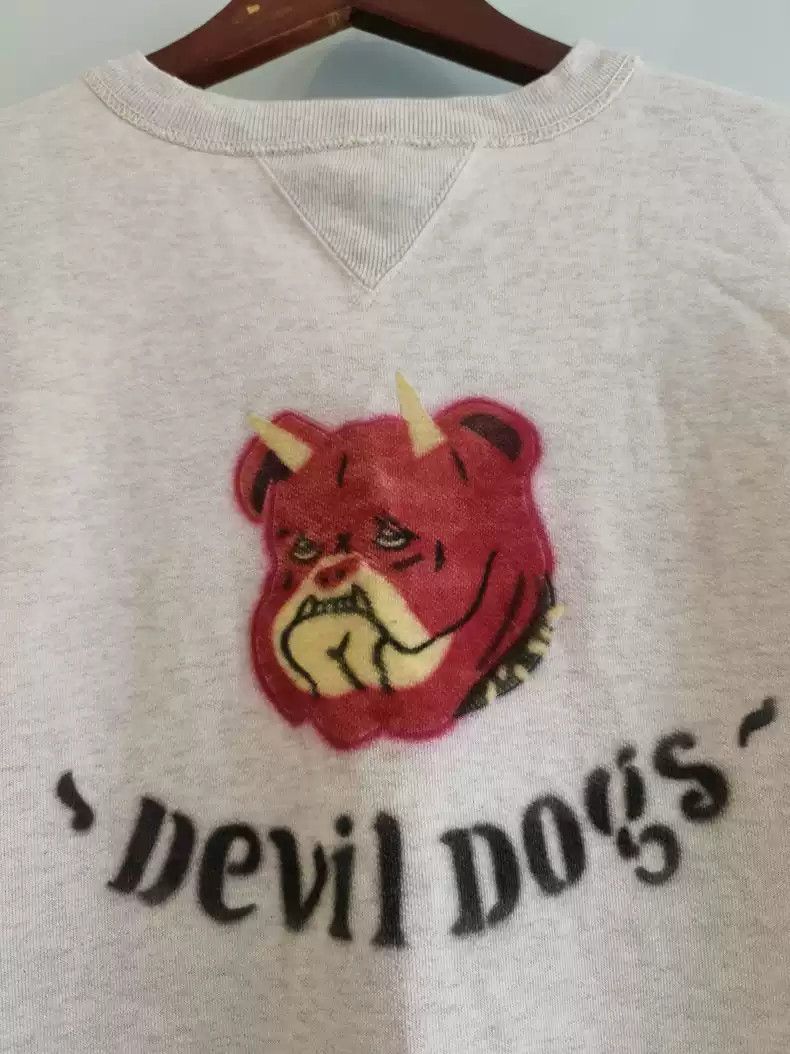 image of Freewheelers Heavy Sweater Out Of Print Cerberus in Grey, Men's (Size Medium)