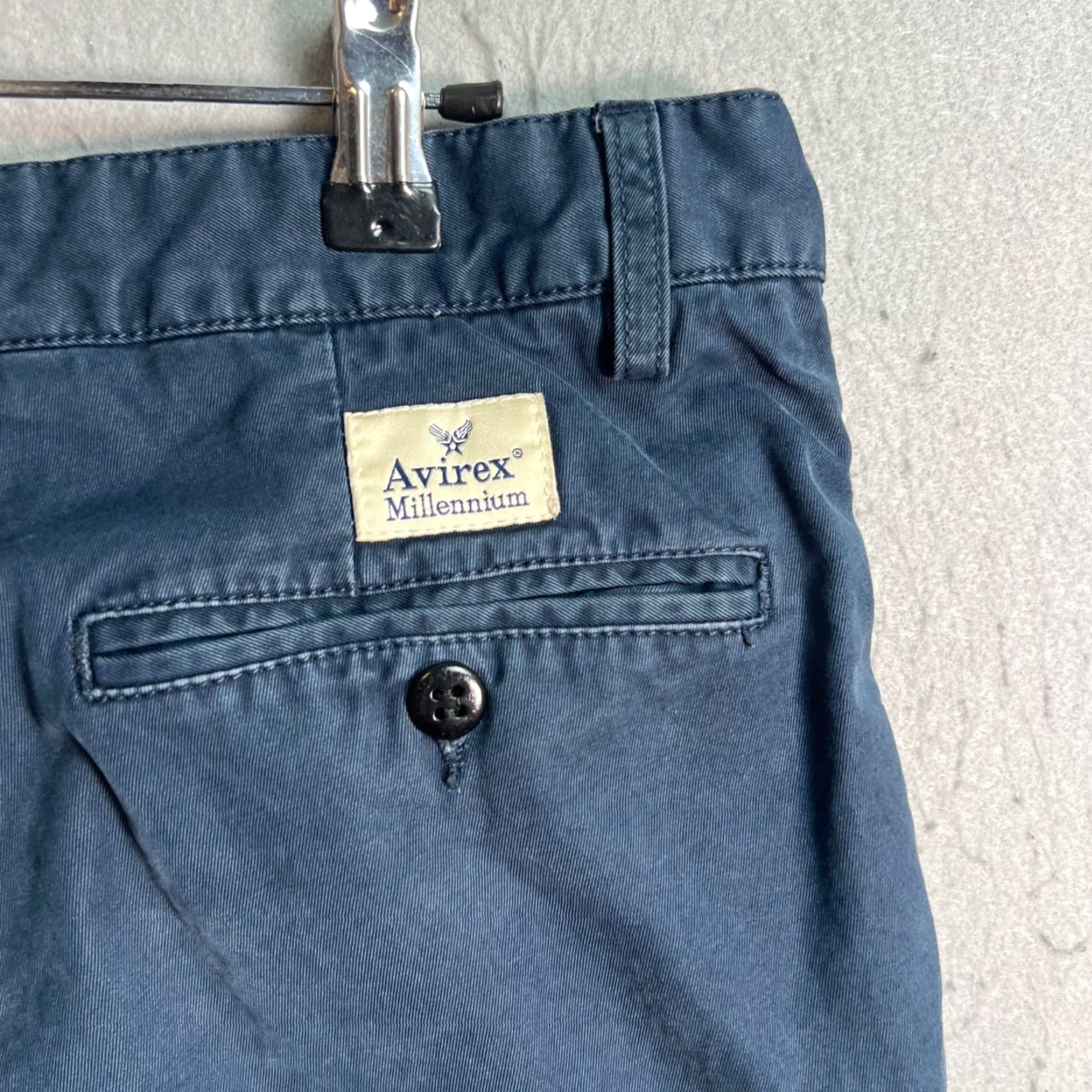 Avirex Avirex Chino Pants - Men - 31x30 Blue 100% Cotton Flat Front Tapered Leg Vintage/Used Millenniam Era Mens Pants Size US 31 - 3 Thumbnail