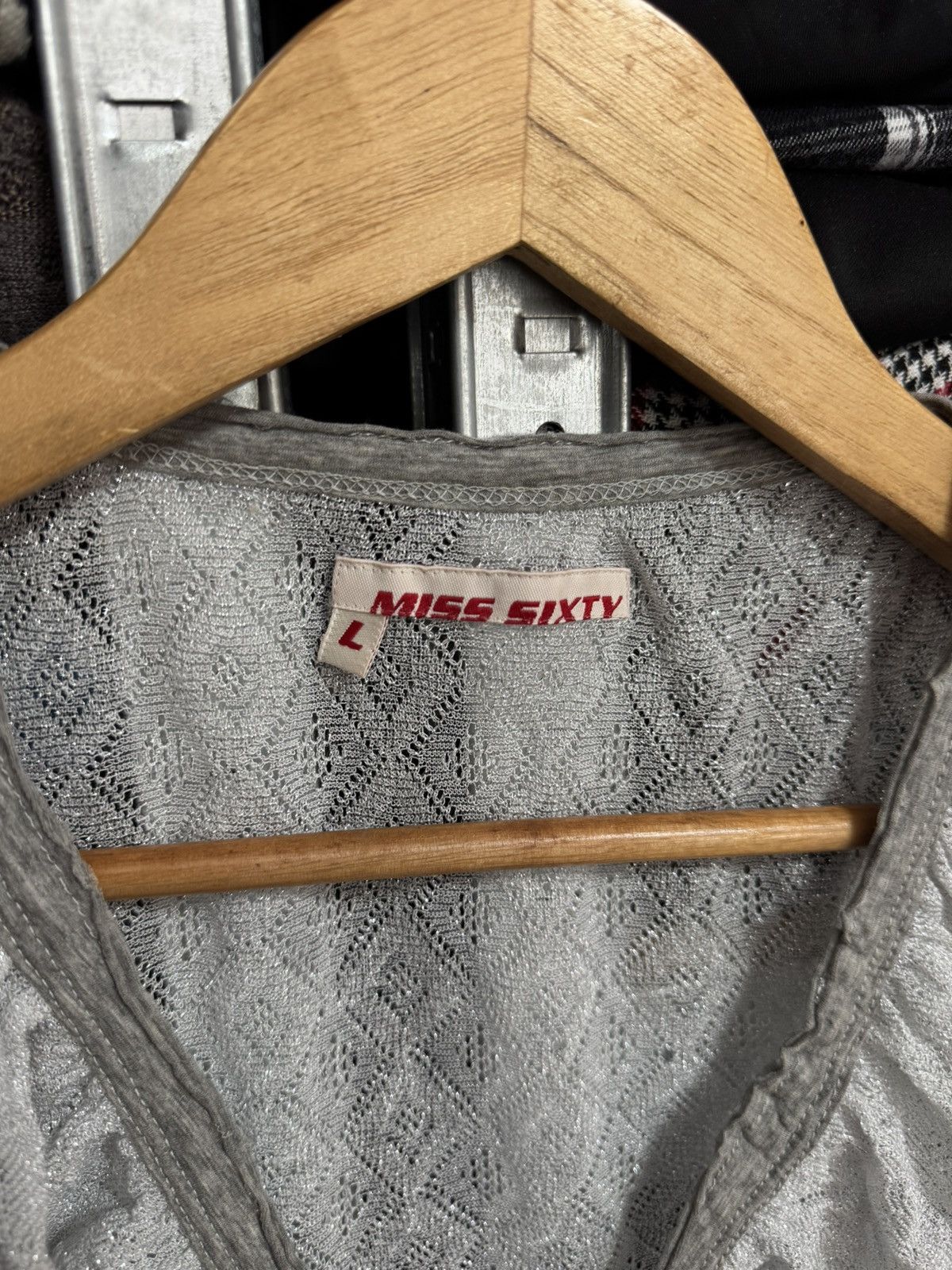 Miss Sixty Miss Sixty Knit Top Ruched Button Y2K Cap Sleeve Tee Size L Size L / US 10 / IT 46 - 5 Thumbnail