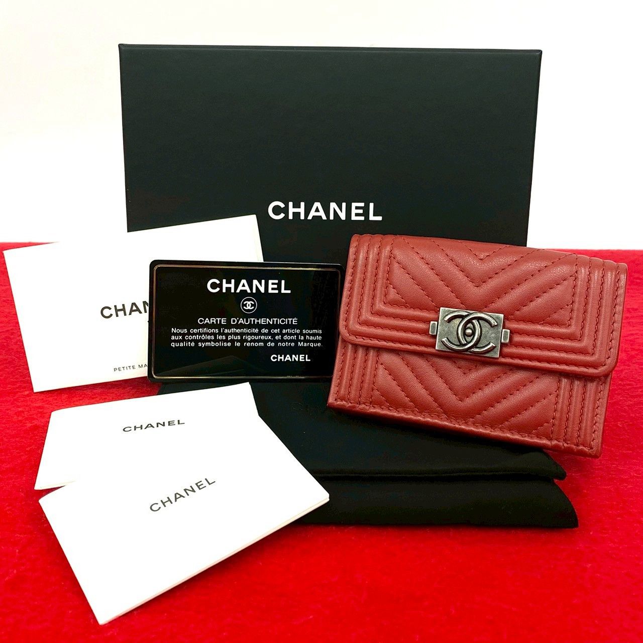 Chanel Chanel CHANEL Boy Chanel Lambskin Trifold Wallet Leather Short Wallet DUTY FREE for USA Size ONE SIZE - 1 Thumbnail