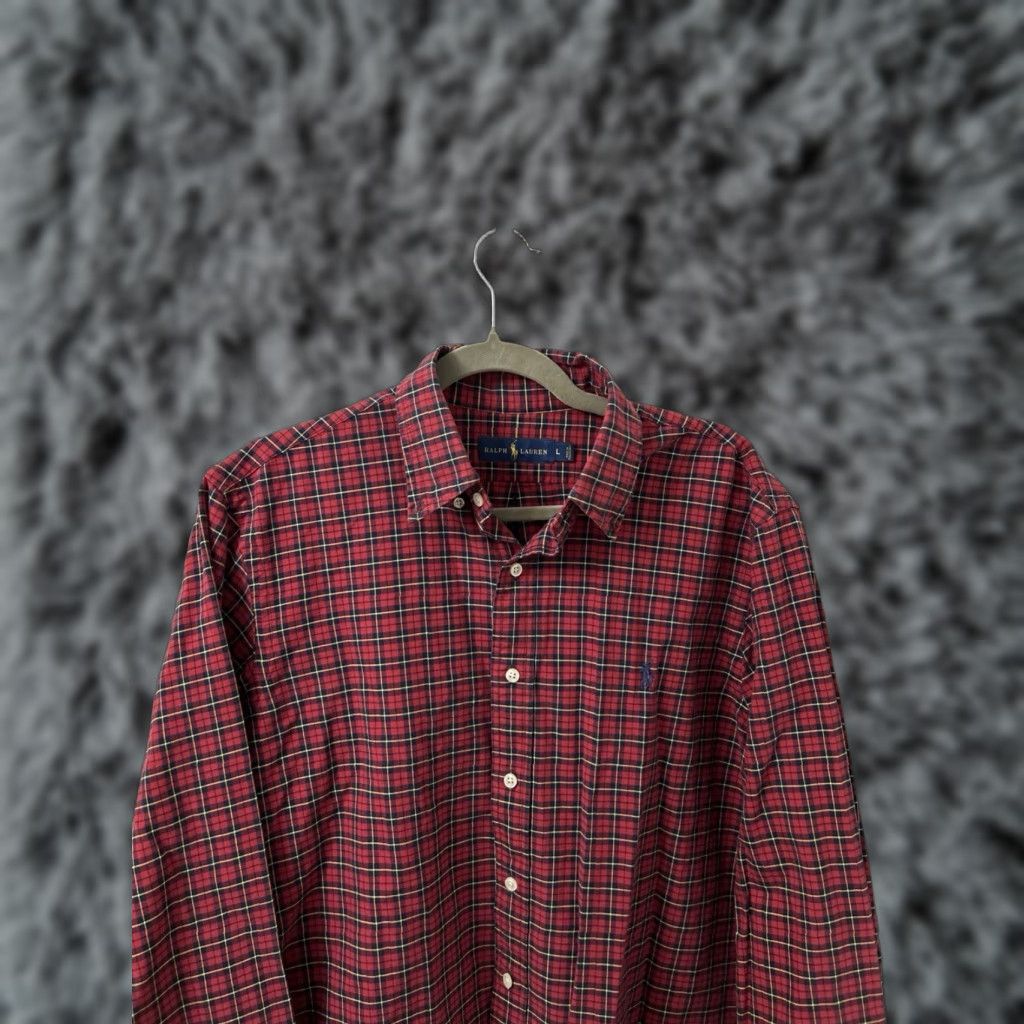 Ralph Lauren Ralph Lauren Shirt Mens Large Red Oxford Plaid Button Down L/S Blue Pony Button-Up Shirts Size US L / EU 52-54 / 3 - 1 Thumbnail