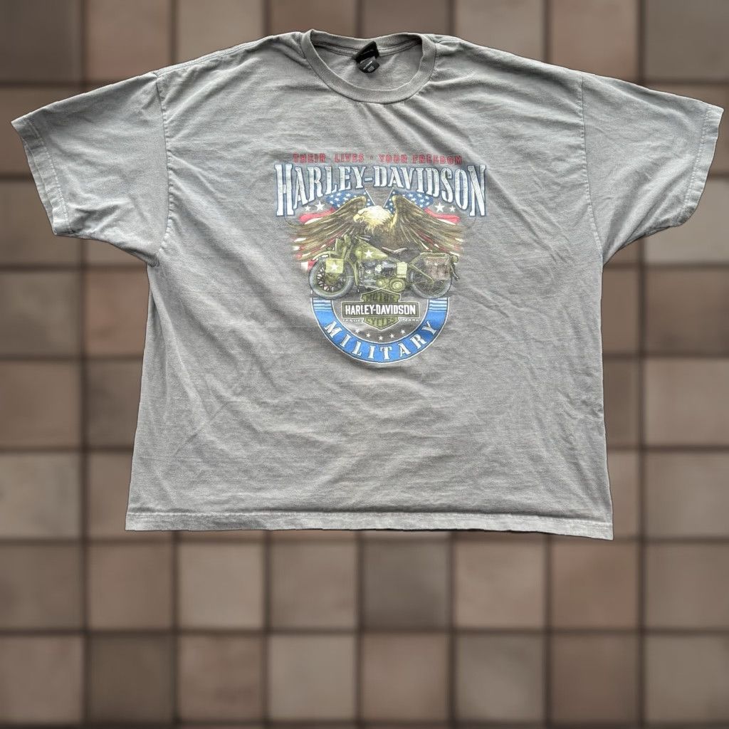 Harley Davidson Harley-Davidson T Shirt Men 3XL Gray Cotton Military Overseas Tour Crewneck Size US XXL / EU 58 / 5 - 1 Thumbnail